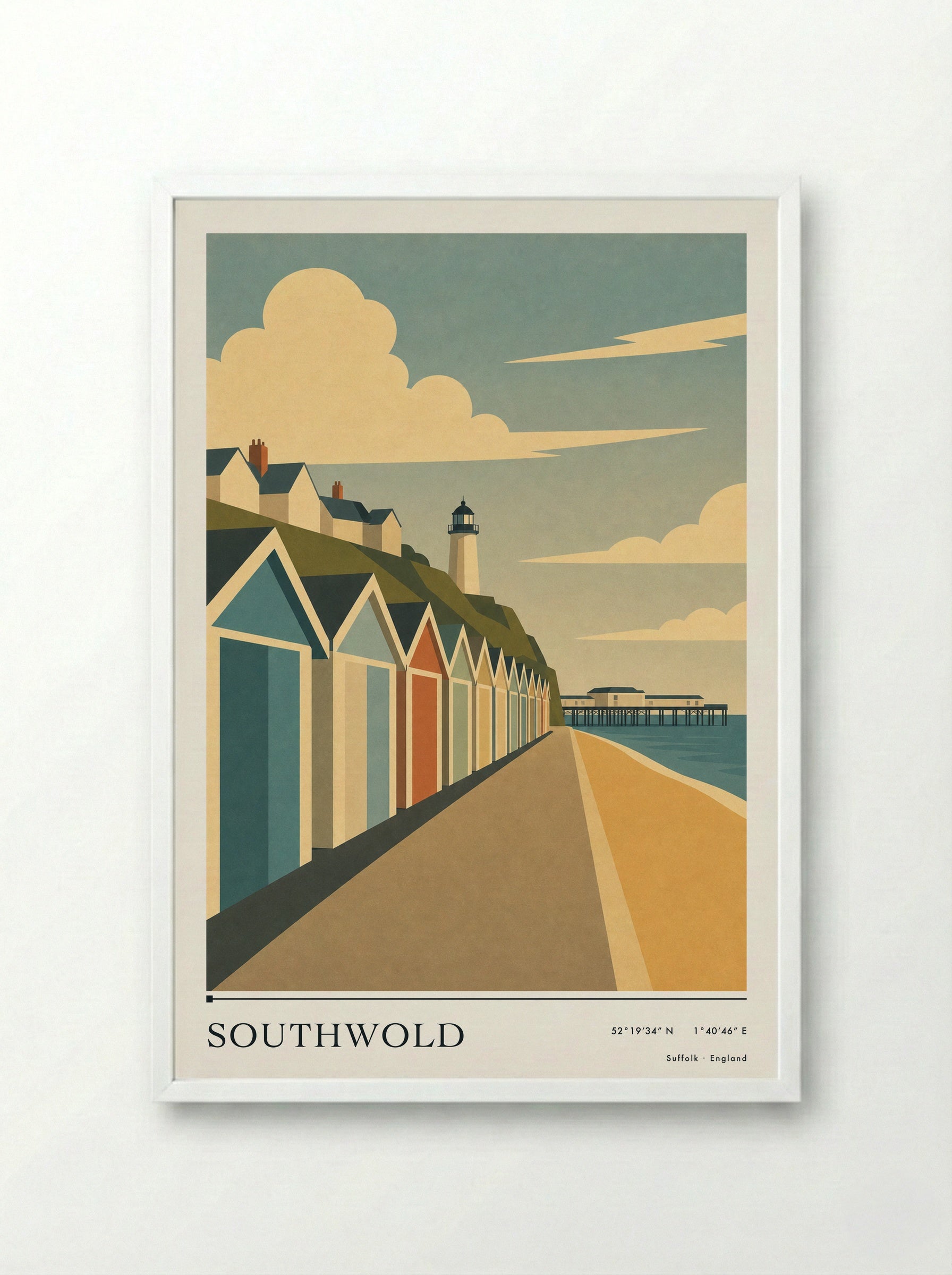 Southwold Suffolk Travel Poster - Framed Print White