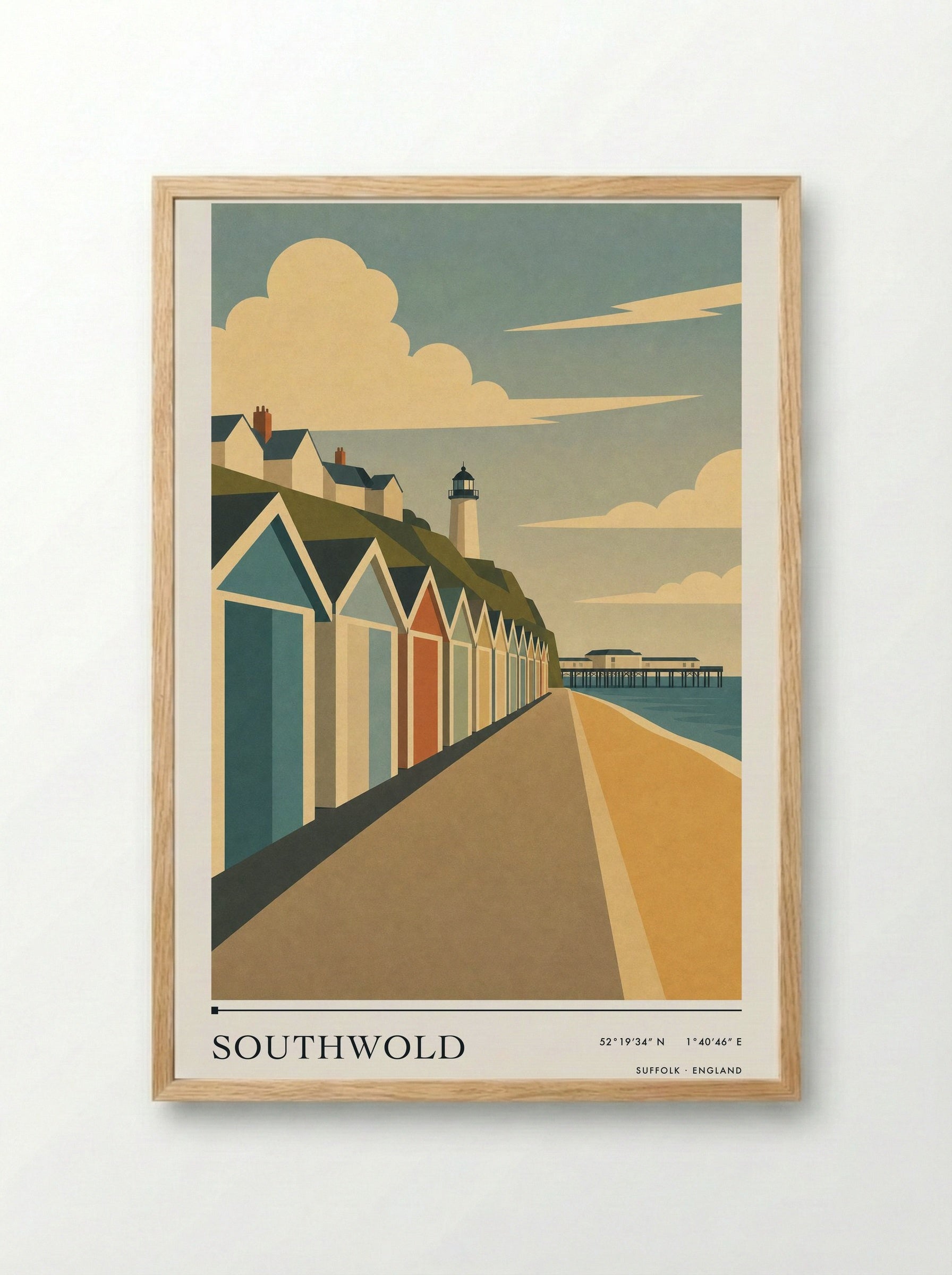 Southwold Suffolk Travel Poster - Framed Print Wood