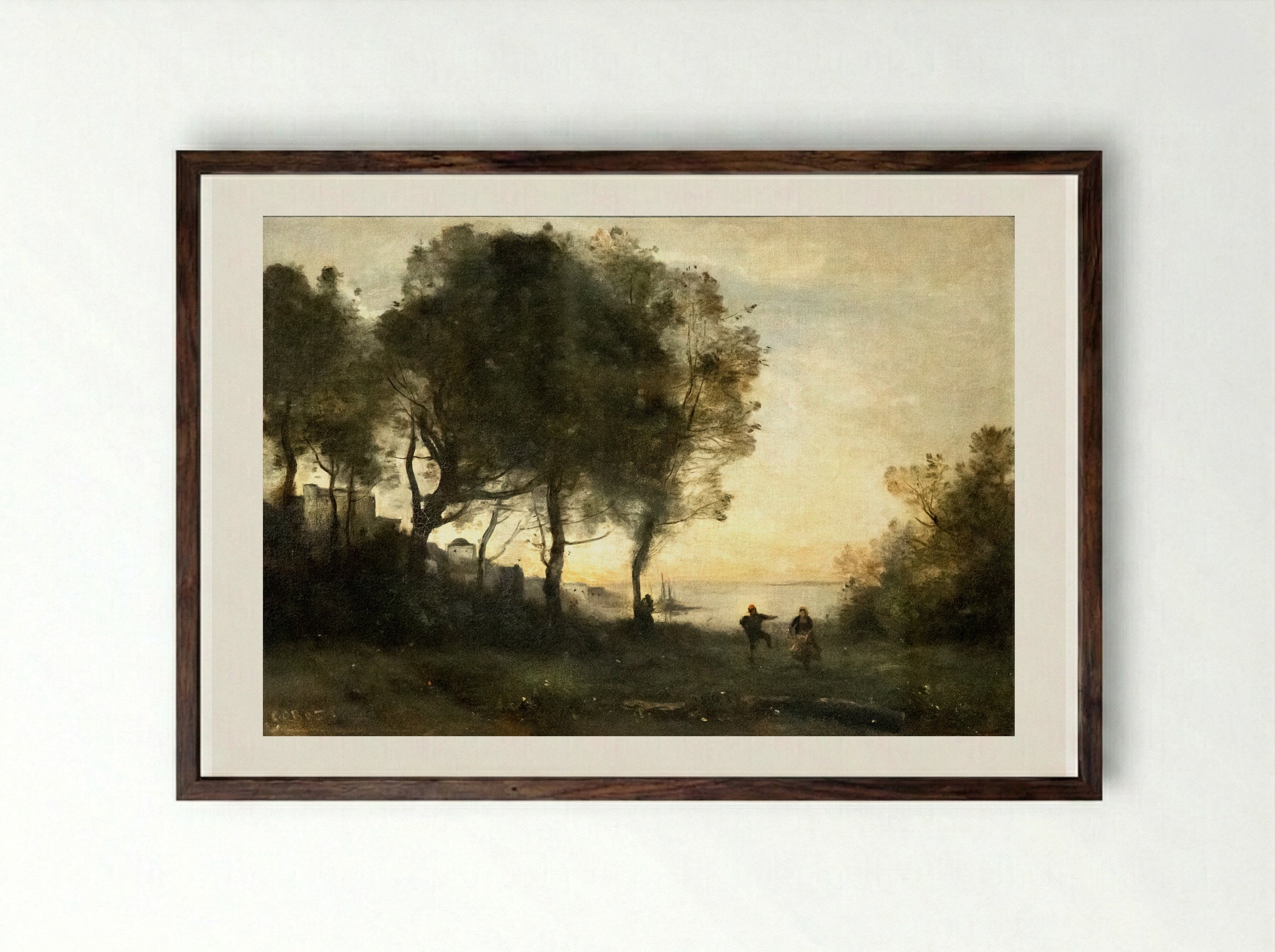 Souvenir d'Italie - Jean-Baptiste-Camille Corot - Framed Print Dark Wood