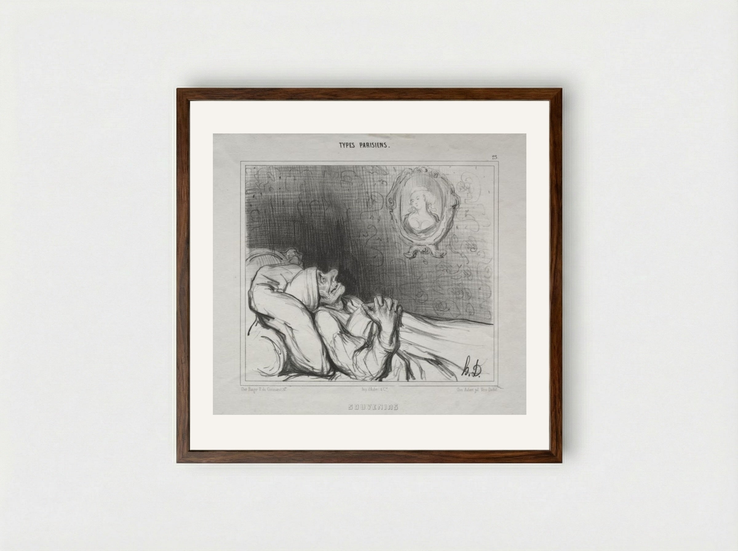 Souvenirs (Types Parisiens) - Honoré Daumier - Framed Print Dark Wood