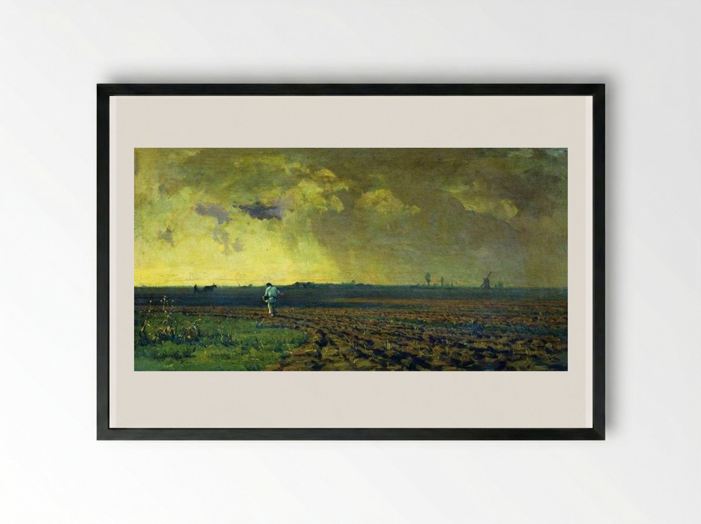 Sowing - Volodymyr Orlovsky - Framed Print Black