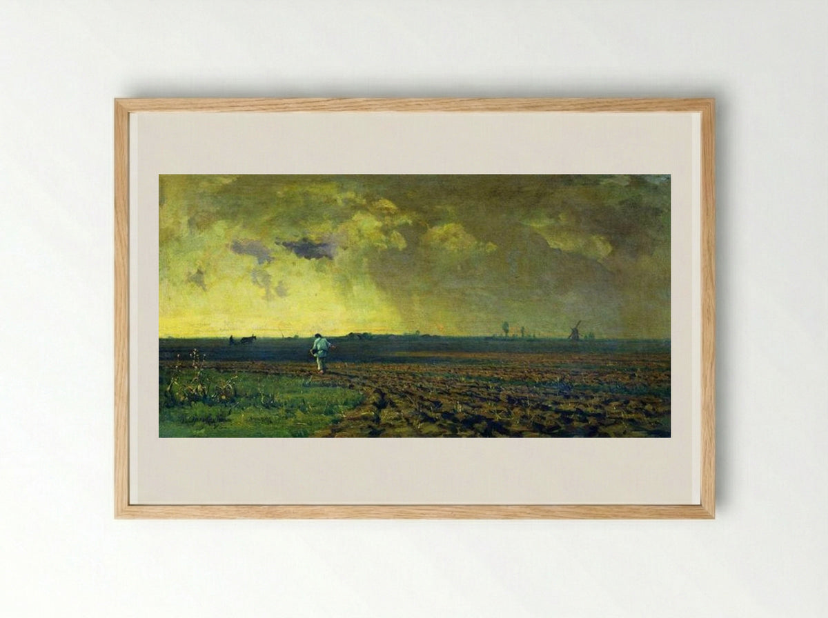Sowing - Volodymyr Orlovsky - Framed Print Wood