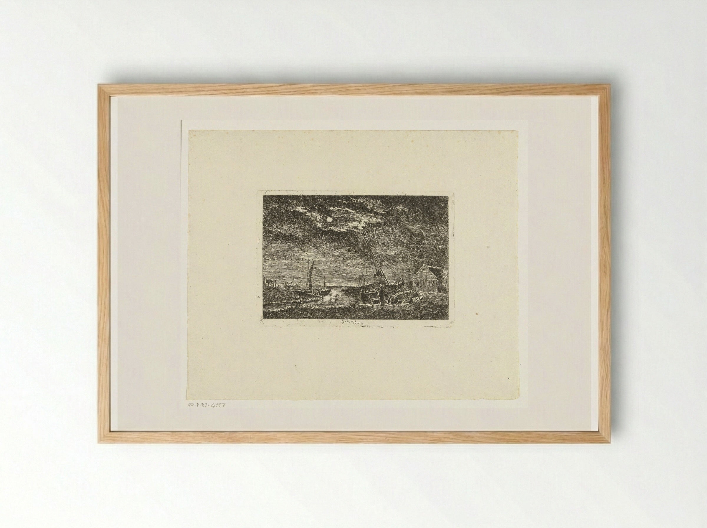 Spakenburg bij maanlicht - Hermanus van Brussel - Framed Print Wood