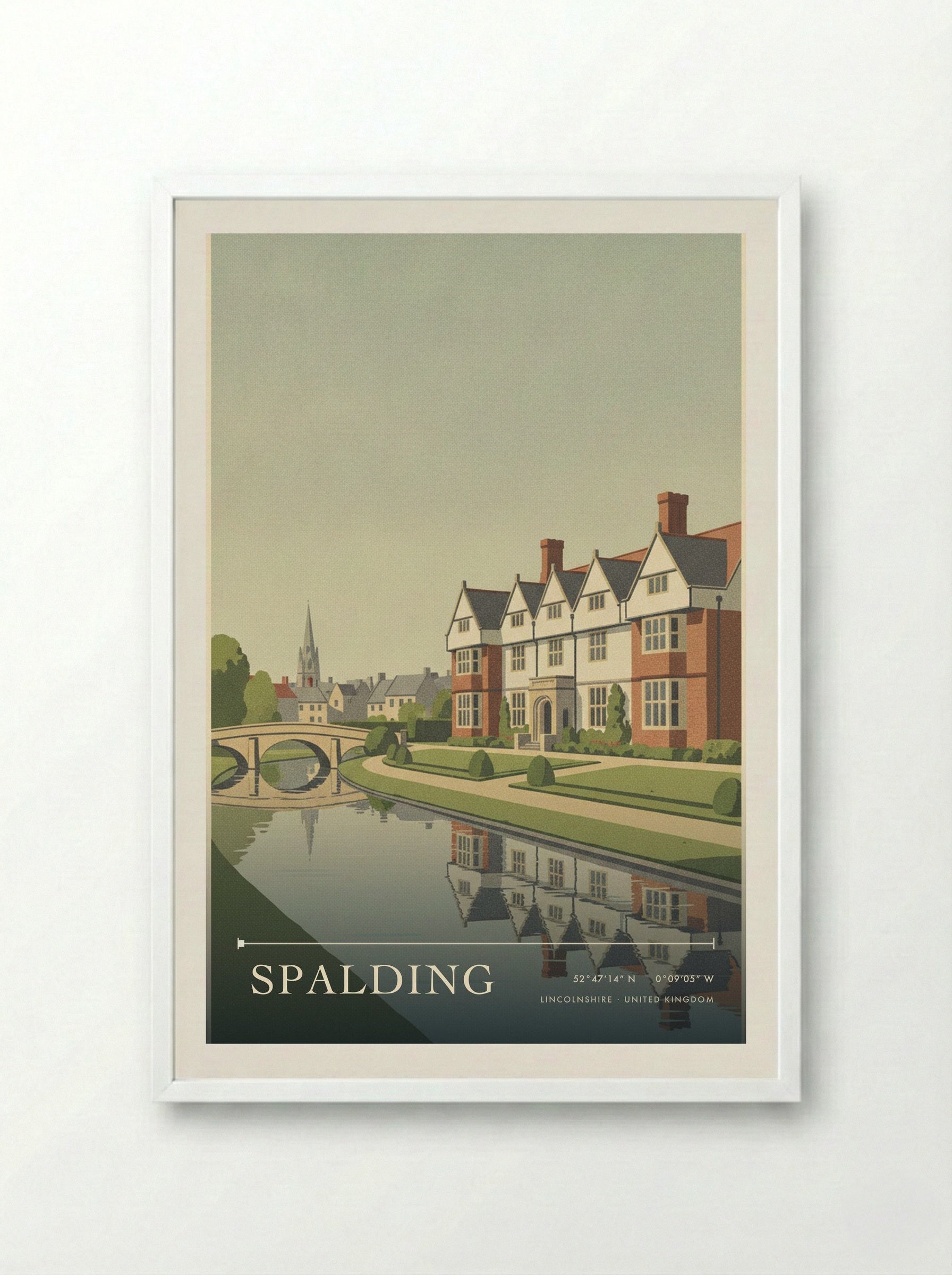 Spalding Lincolnshire United Kingdom Travel Poster - Framed Print White