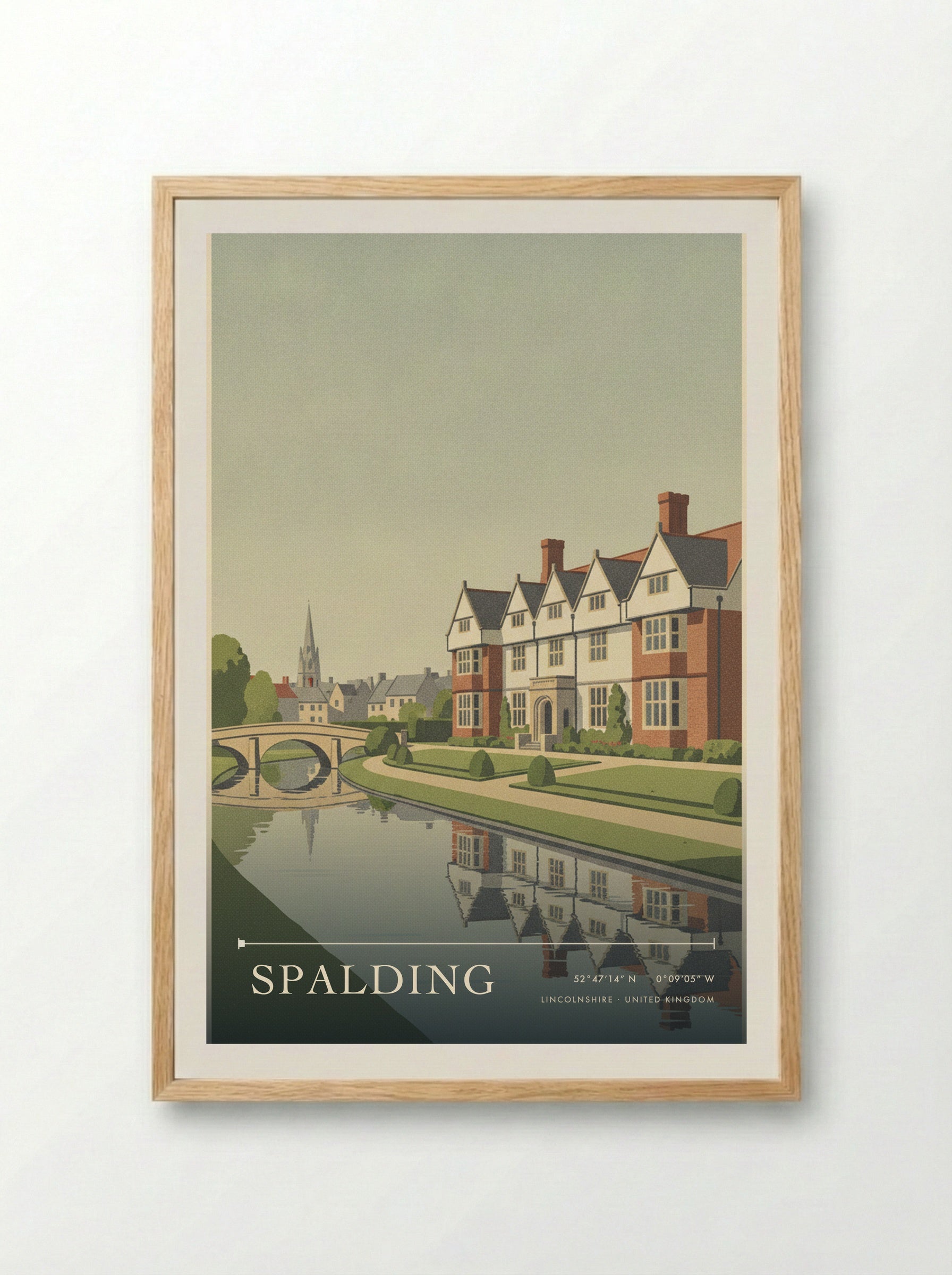 Spalding Lincolnshire United Kingdom Travel Poster - Framed Print Wood