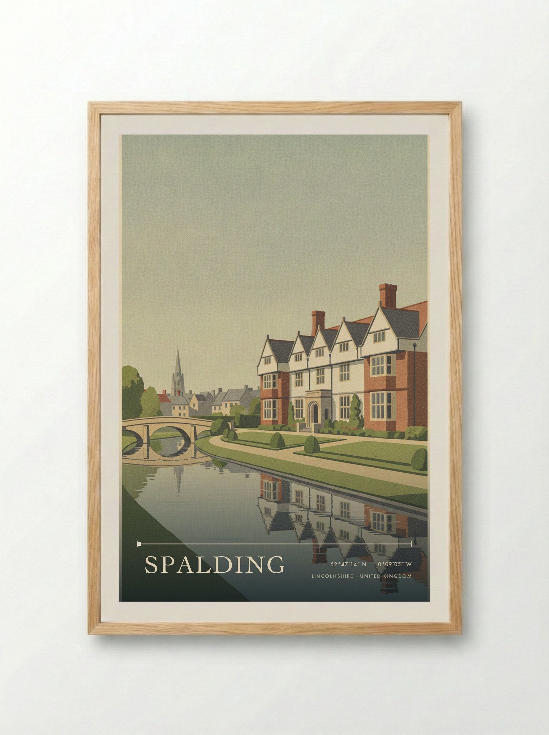 Spalding Lincolnshire United Kingdom Travel Poster - Framed Print Wood