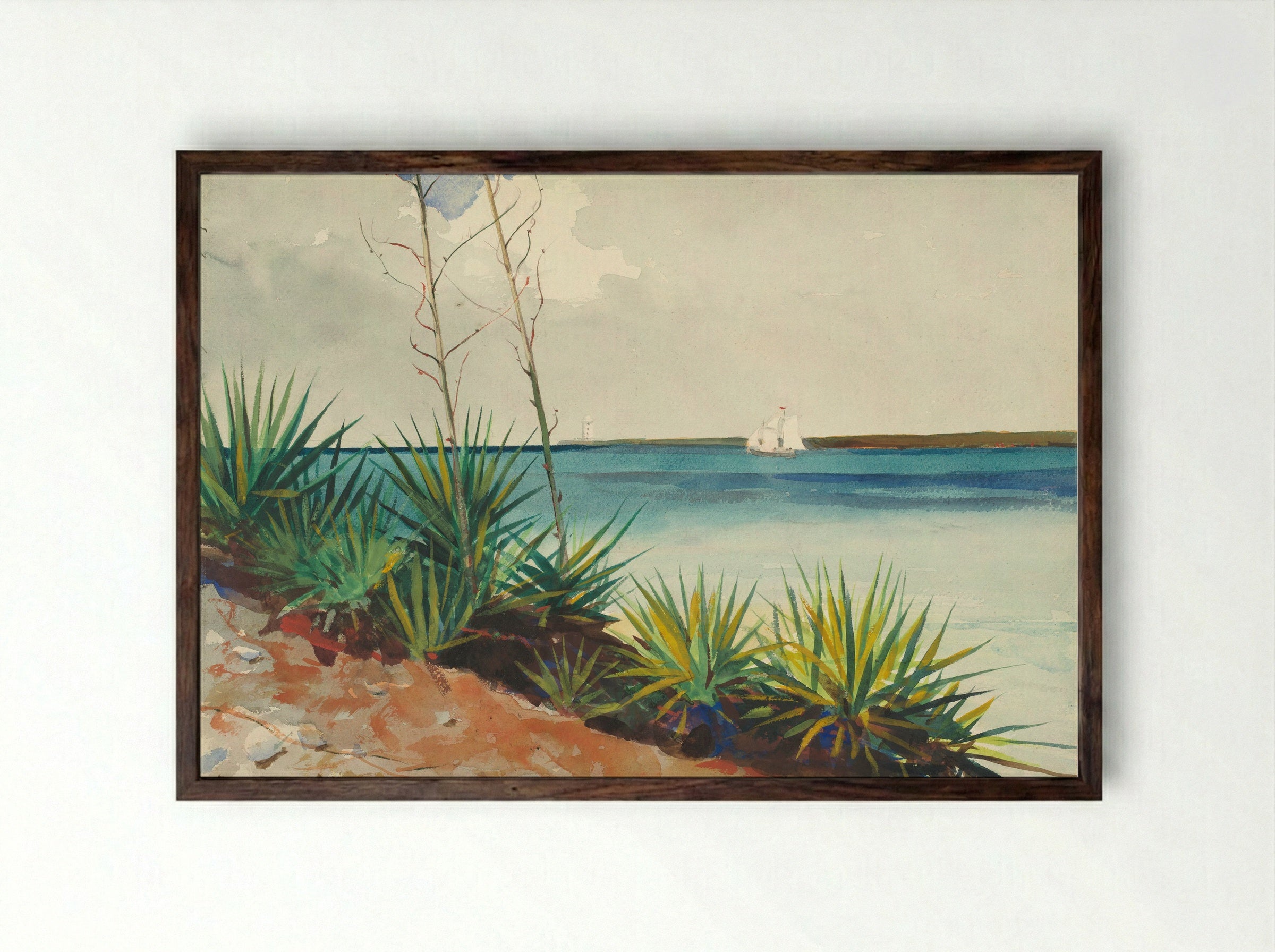 Spanish Bayonets - Winslow Homer - Framed Print Dark Wood