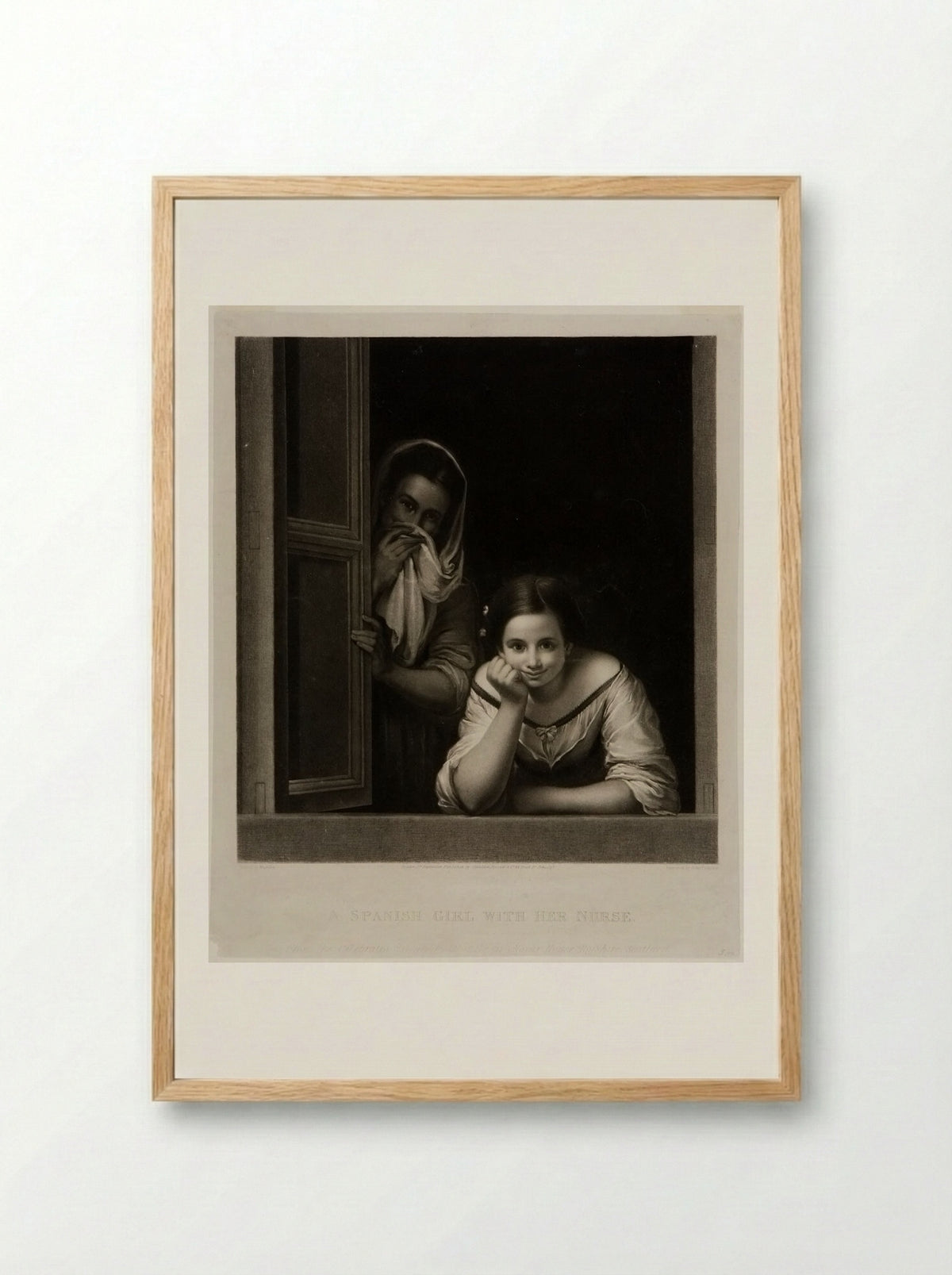 Spanish Girl with Her Nurse - John Bromley - Framed Print Wood