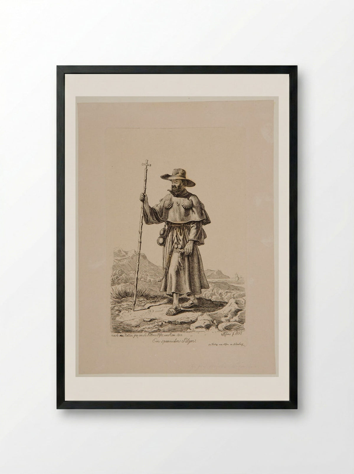 Spanish Pilgrim at Saint Peter's Festival in Rome - Johann Adam Klein - Framed Print Black