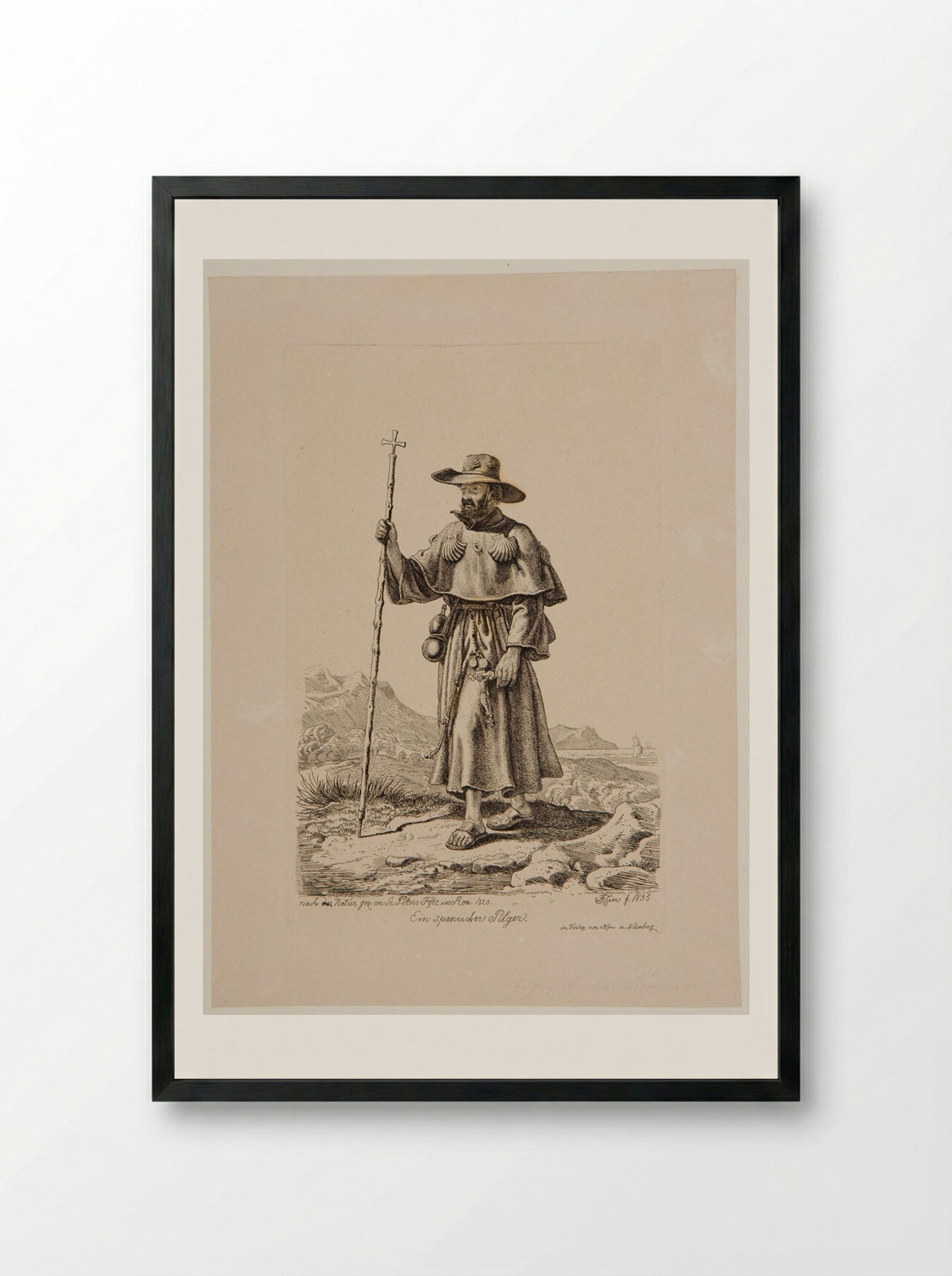 Spanish Pilgrim at Saint Peter's Festival in Rome - Johann Adam Klein - Framed Print Black