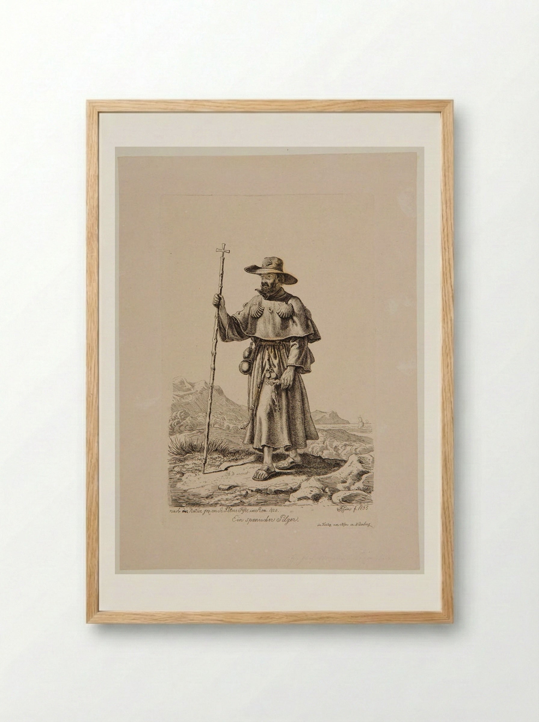 Spanish Pilgrim at Saint Peter's Festival in Rome - Johann Adam Klein - Framed Print Wood