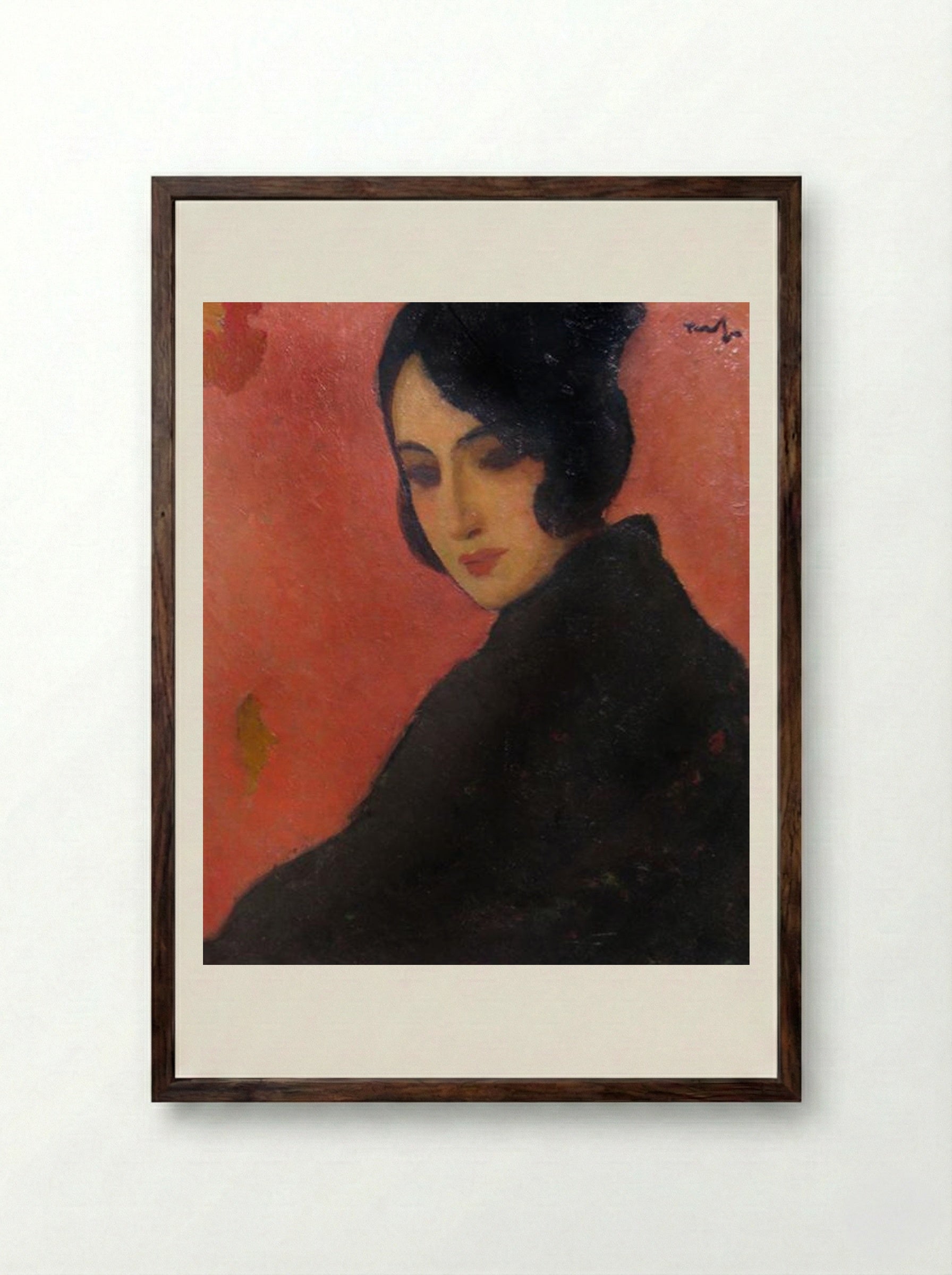 Spanish Woman - Nicolae Tonitza - Framed Print Dark Wood