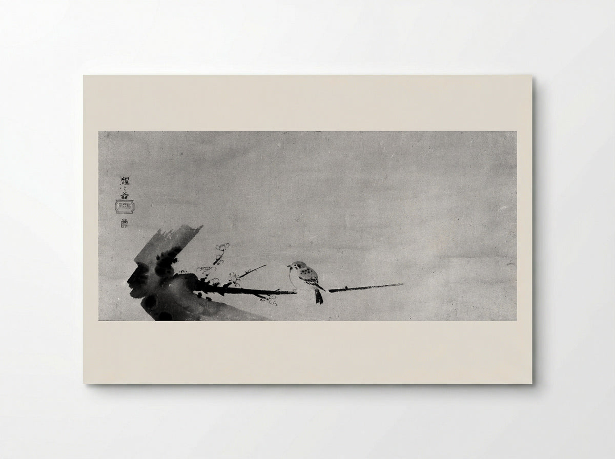 Sparrow on Plum Branch (Ume ni Suzume) - Shōkadō Shōjō - Poster