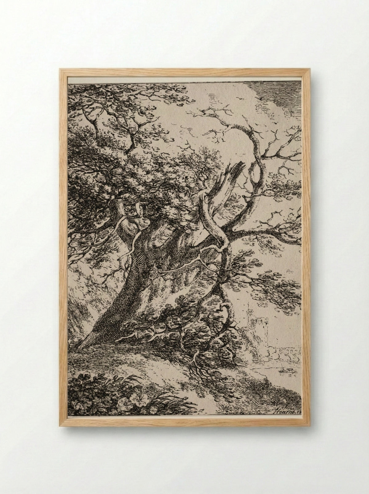 Specimens of Polyautography: Landscape with an Oak Tree - Thomas Hearne - Framed Print Wood