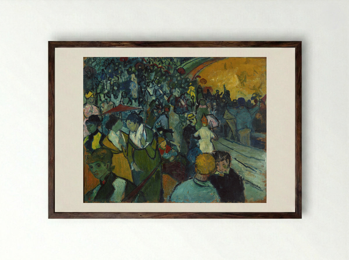 Spectators in the Arena at Arles - Vincent van Gogh - Framed Print Dark Wood