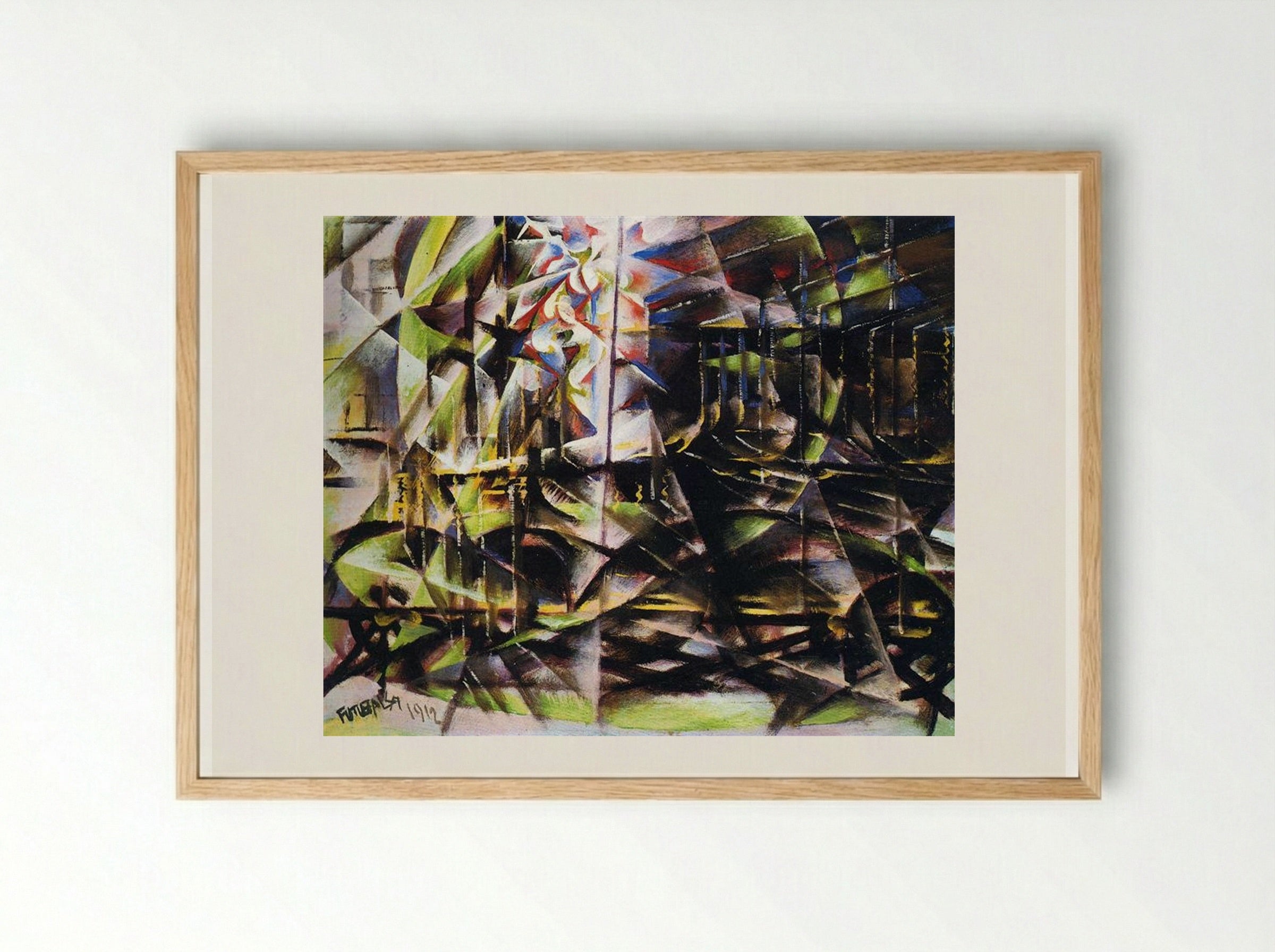 Speeding Automobile - Giacomo Balla - Framed Print Wood