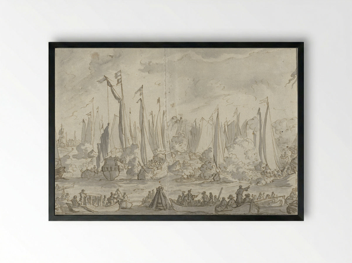 Spiegelgevecht ter ere van het bezoek van het Groot Moskovisch Gezantschap - Caspar Luyken - Framed Print Black