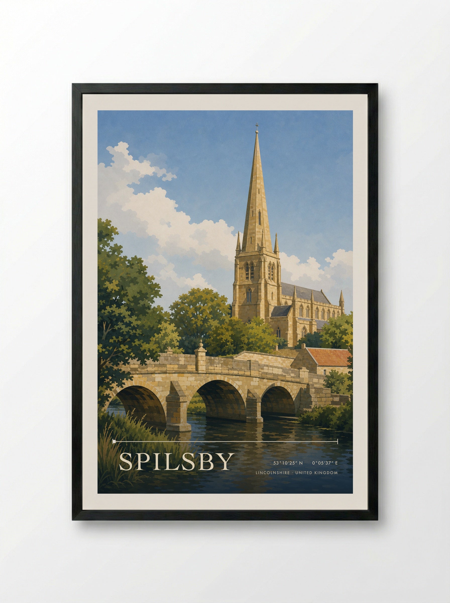 Spilsby Lincolnshire United Kingdom Travel Poster - Framed Print Black