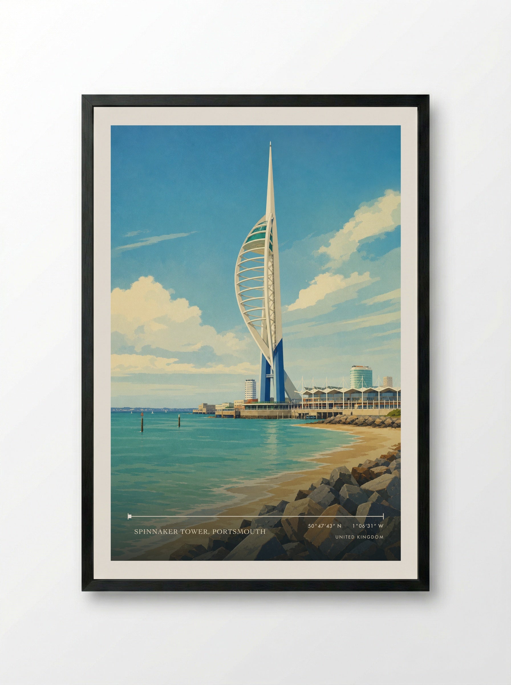 Spinnaker Tower, Portsmouth United Kingdom Travel Poster - Framed Print Black