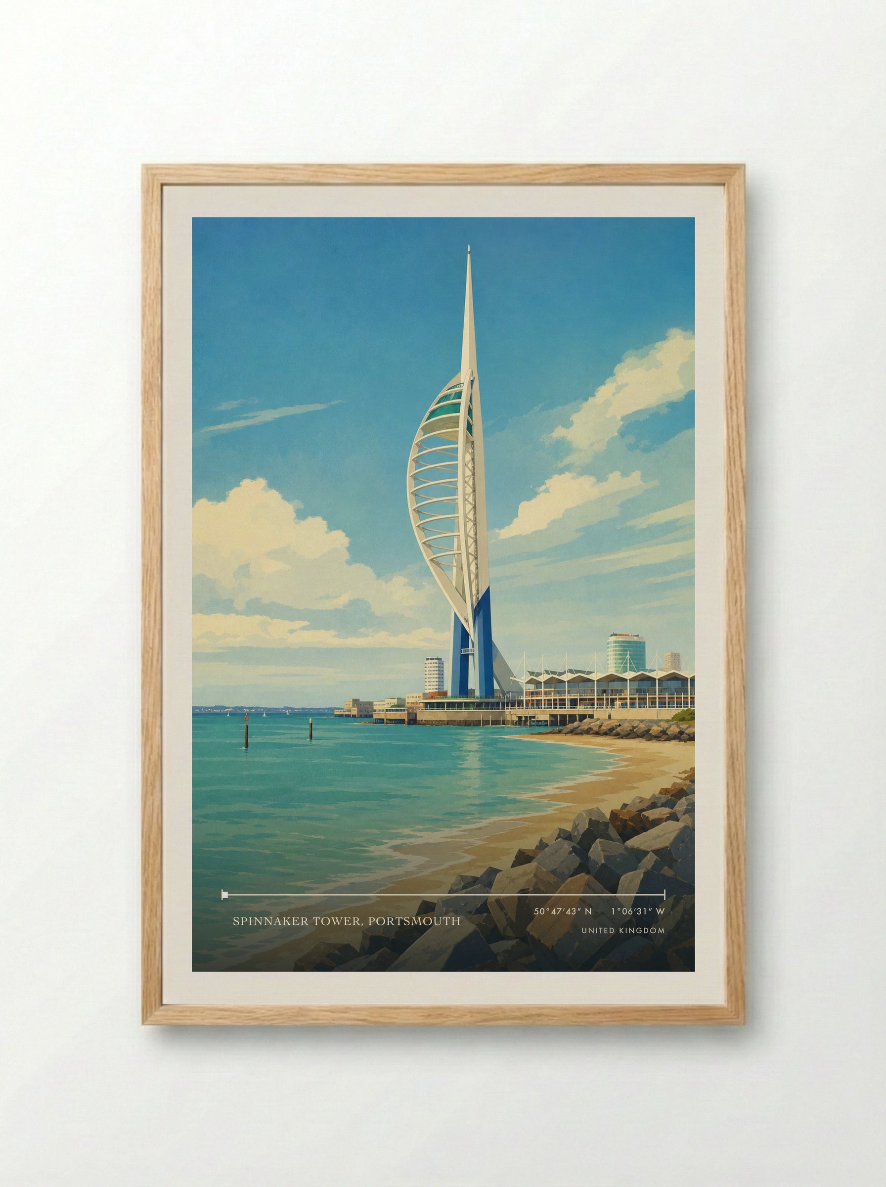 Spinnaker Tower, Portsmouth United Kingdom Travel Poster - Framed Print Wood