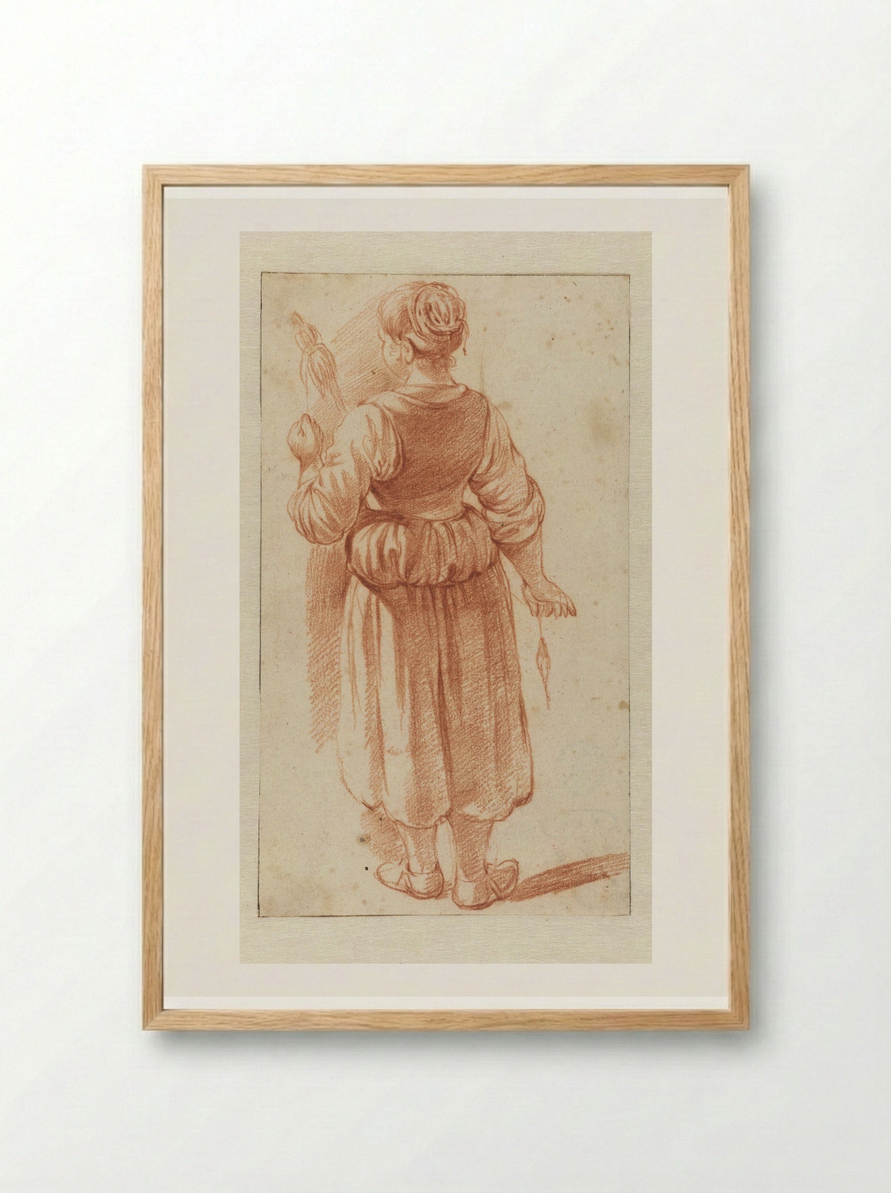 Spinnende vrouw, staand - Adriaen van de Velde - Framed Print Wood