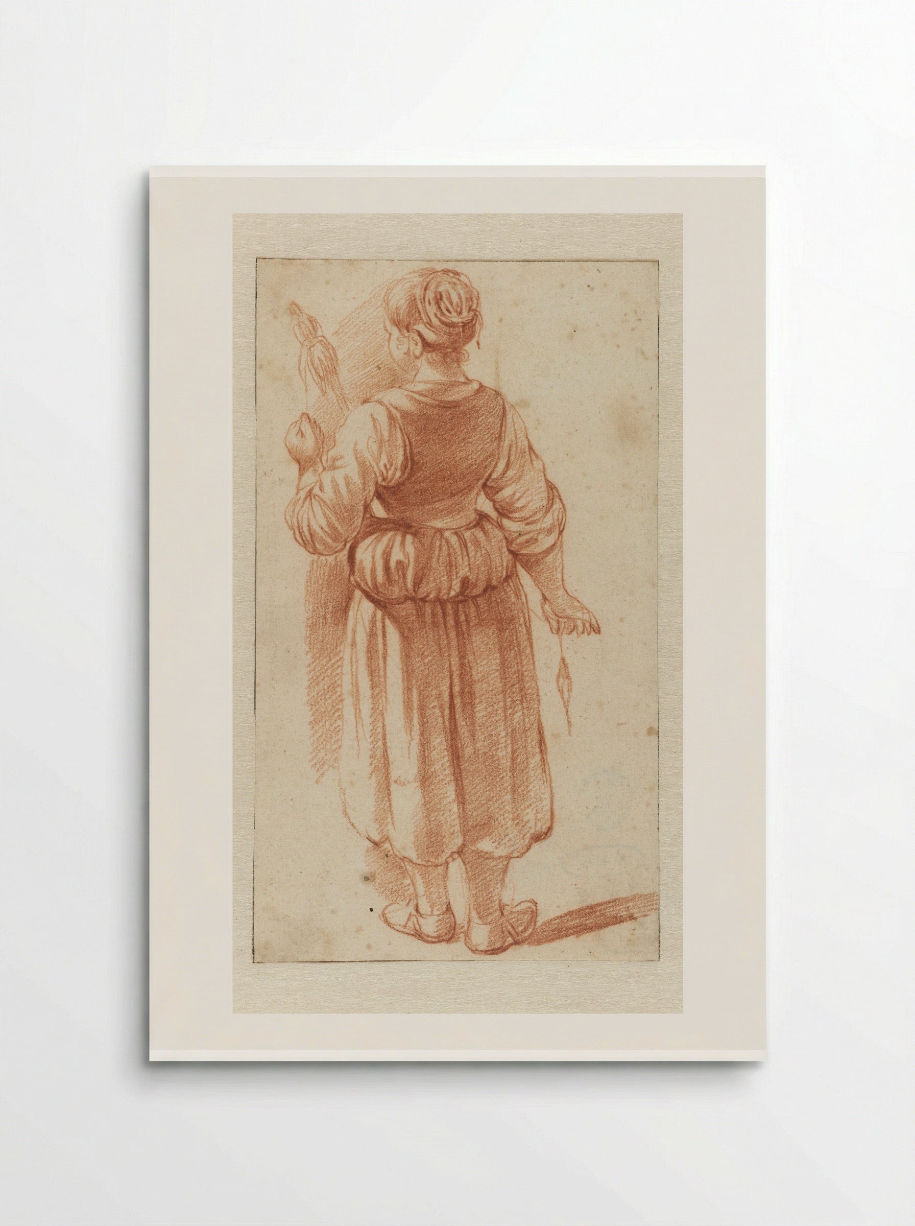 Spinnende vrouw, staand - Adriaen van de Velde - Poster