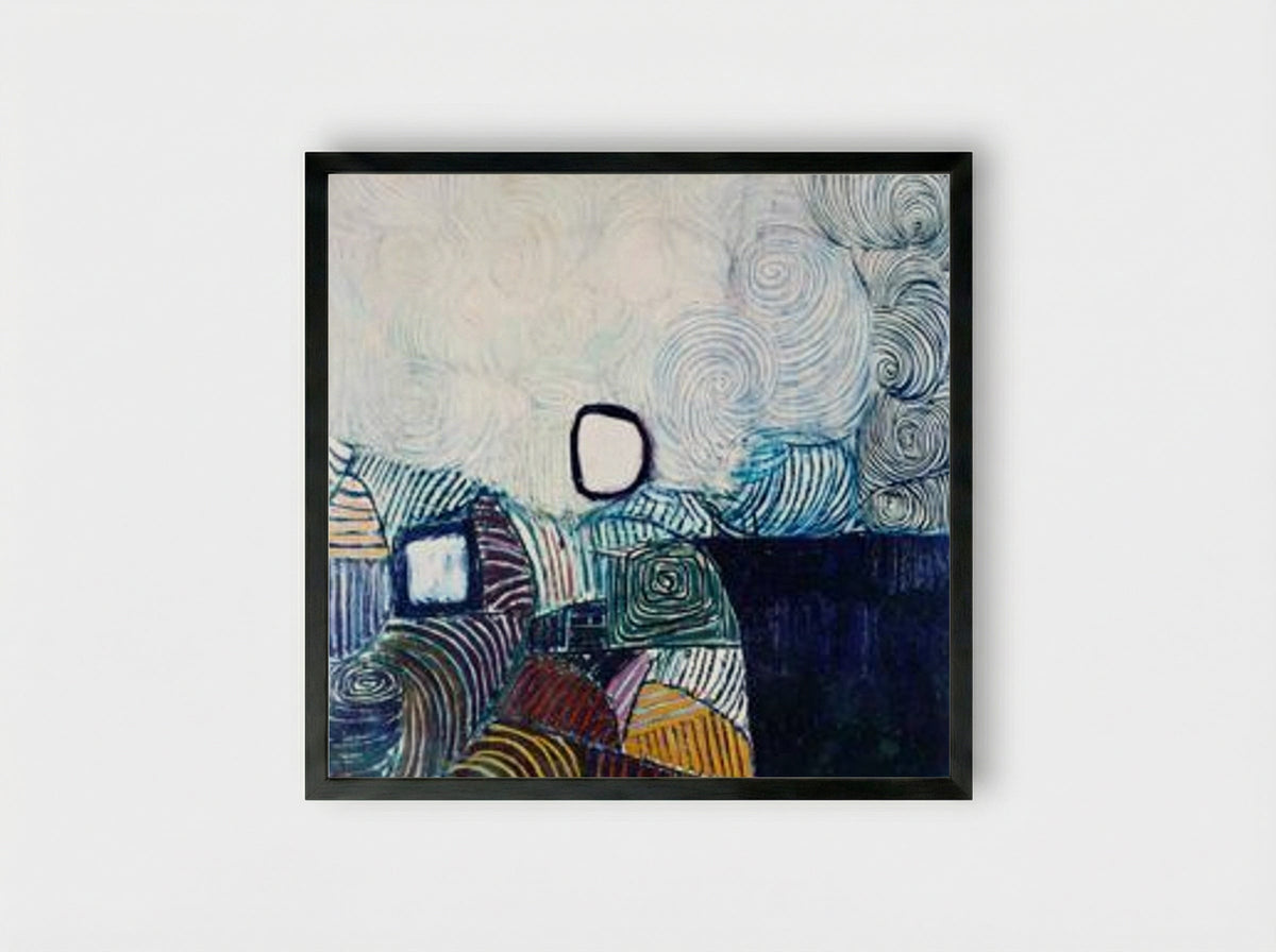 Spiral Development in Green, Violet, Blue & Gold - Victor Pasmore - Framed Print Black
