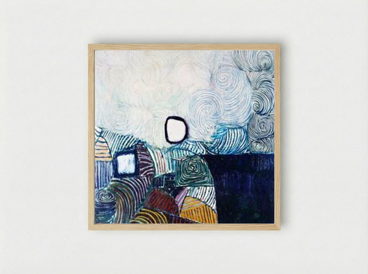 Spiral Development in Green, Violet, Blue & Gold - Victor Pasmore - Framed Print Wood
