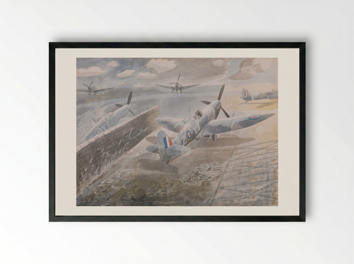 Spitfires at Sawbridgeworth - Eric Ravilious - Framed Print Black
