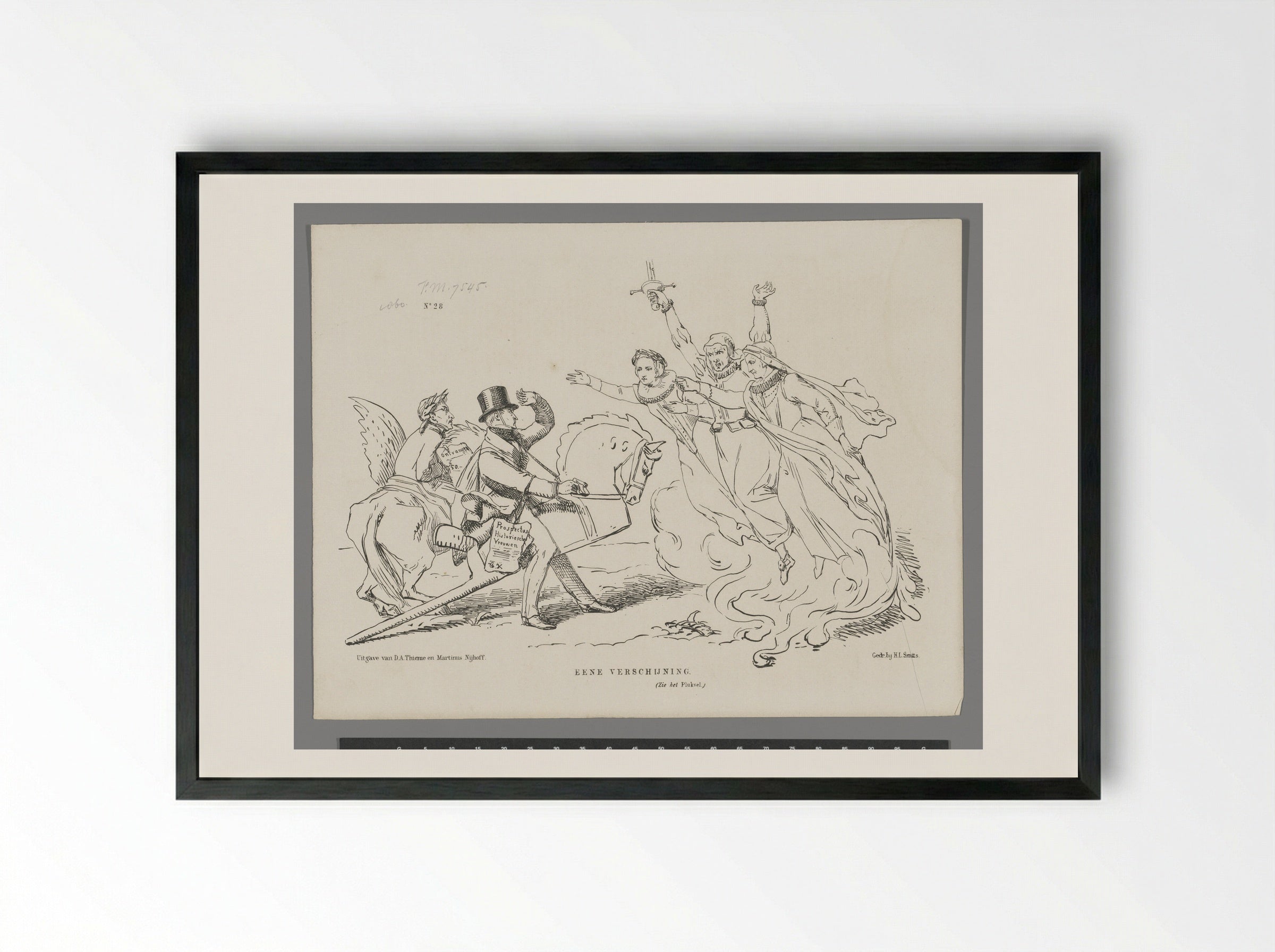 Spotprent op A.C. Kruseman en zijn 'Historische Vrouwen' - Johan Michaël Schmidt Crans - Framed Print Black