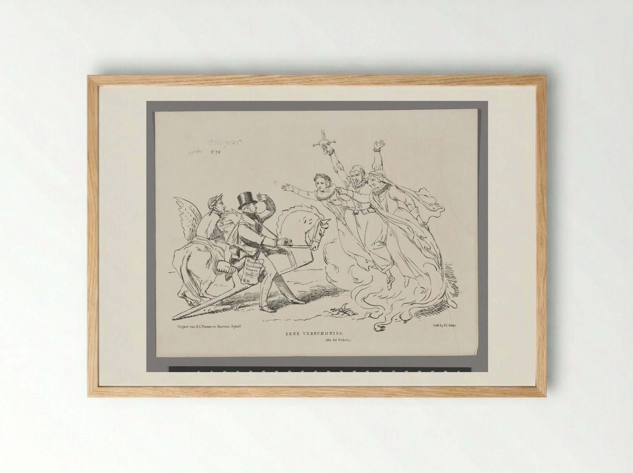 Spotprent op A.C. Kruseman en zijn 'Historische Vrouwen' - Johan Michaël Schmidt Crans - Framed Print Wood