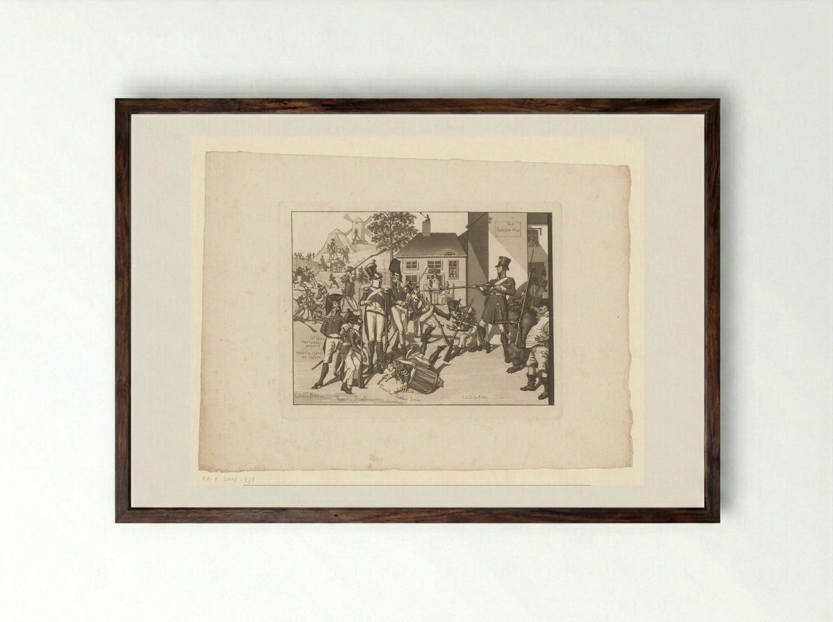 Spotprent op Napoleon - Gottfried Schadow - Framed Print Dark Wood