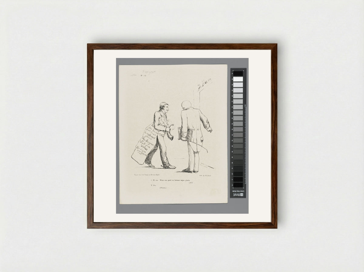 Spotprent op de P.M. Tutein Nolthenius - Johan Michaël Schmidt Crans - Framed Print Dark Wood