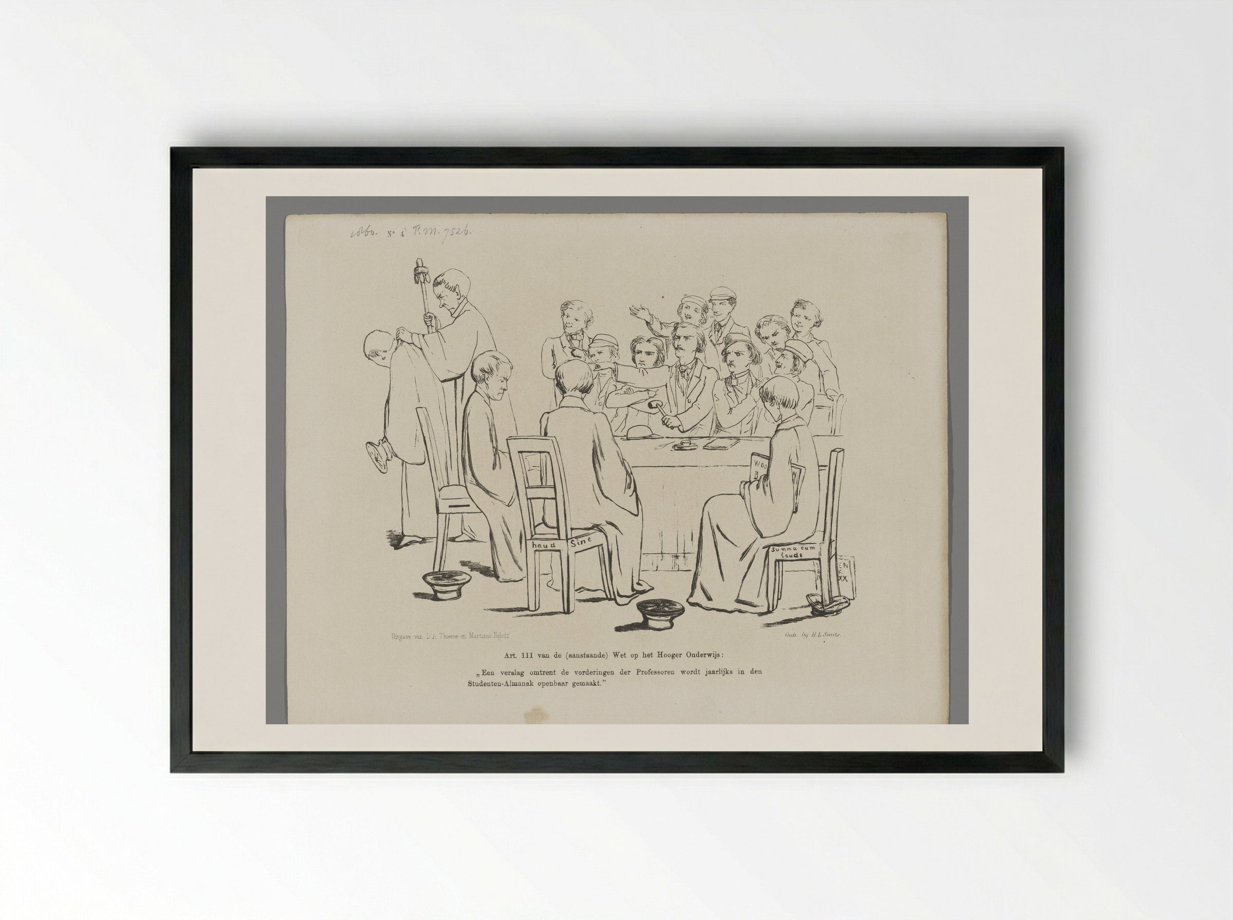 Spotprent op de Wet op het Hoger Onderwijs - Johan Michaël Schmidt Crans - Framed Print Black