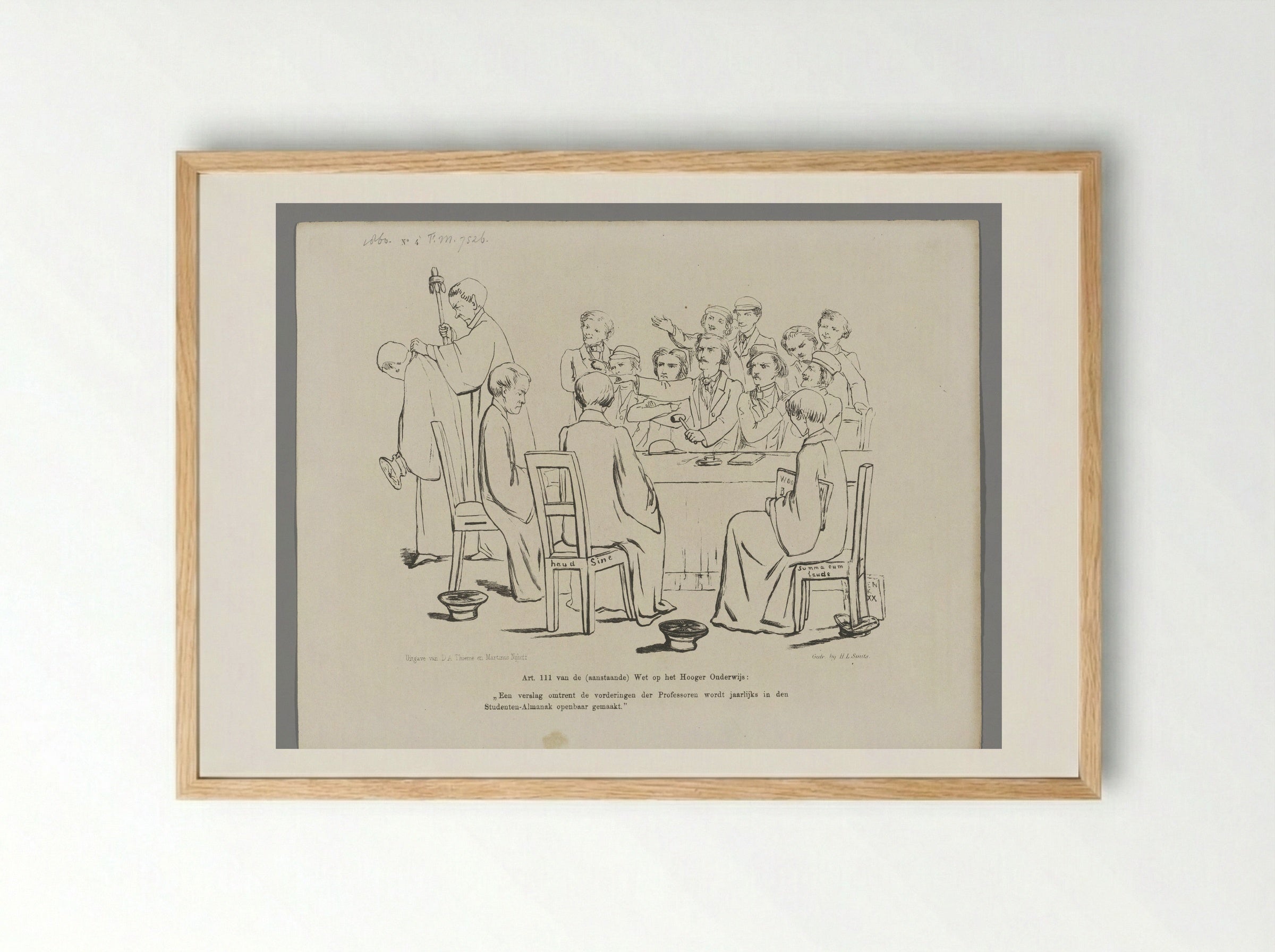 Spotprent op de Wet op het Hoger Onderwijs - Johan Michaël Schmidt Crans - Framed Print Wood