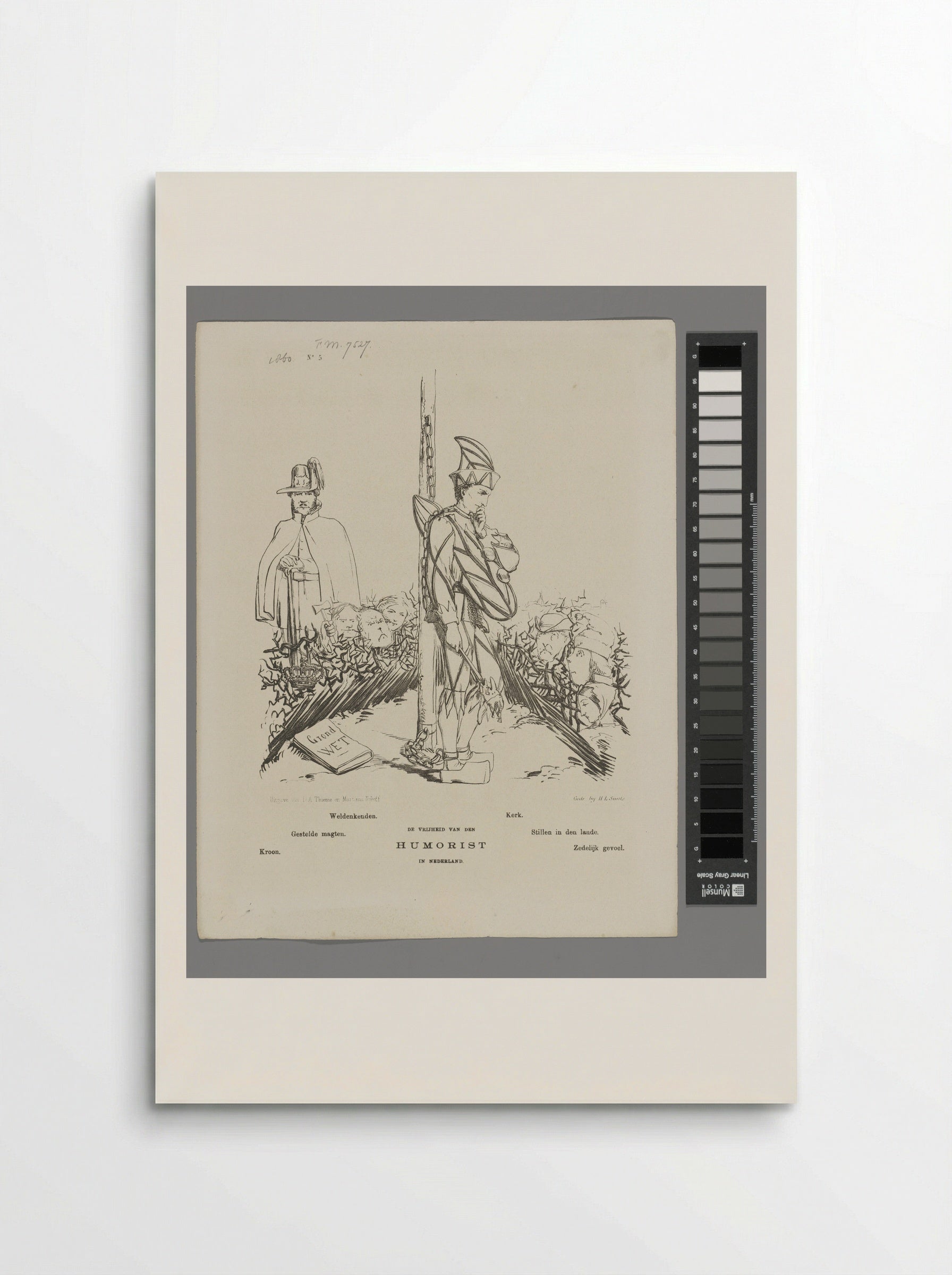 Spotprent op de beperkte vrijheid van meningsuiting voor de humorist - Johan Michaël Schmidt Crans - Poster