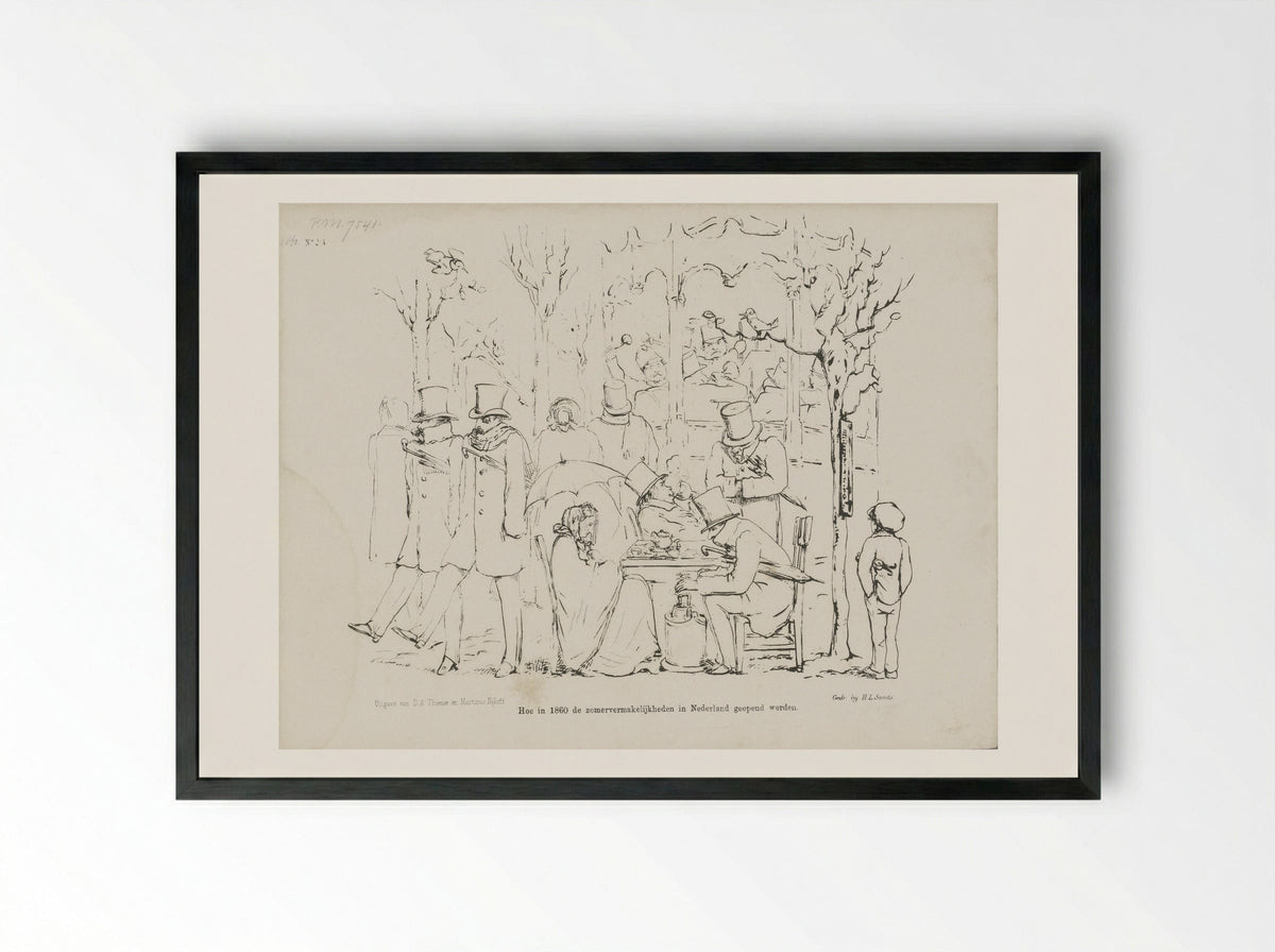 Spotprent op de koude voorzomer - Johan Michaël Schmidt Crans - Framed Print Black