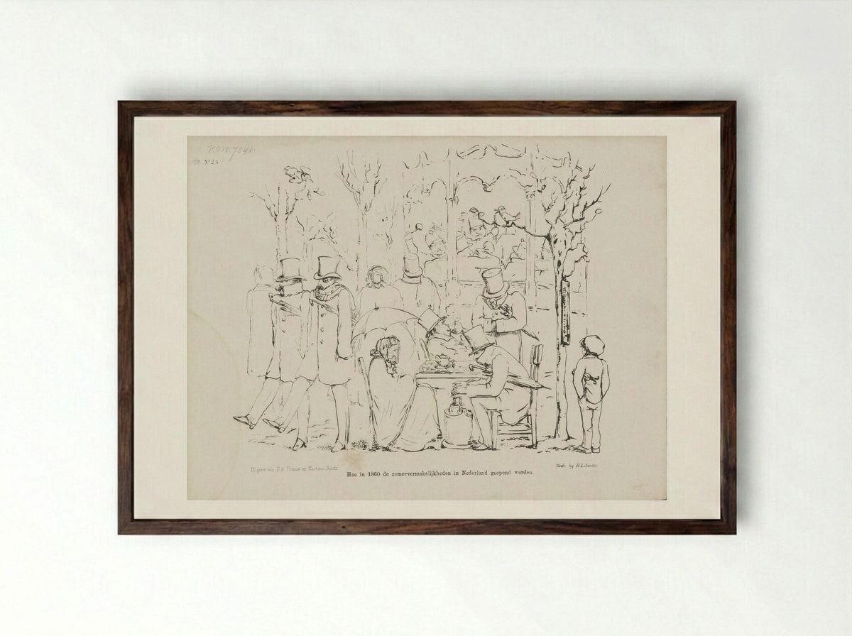 Spotprent op de koude voorzomer - Johan Michaël Schmidt Crans - Framed Print Dark Wood
