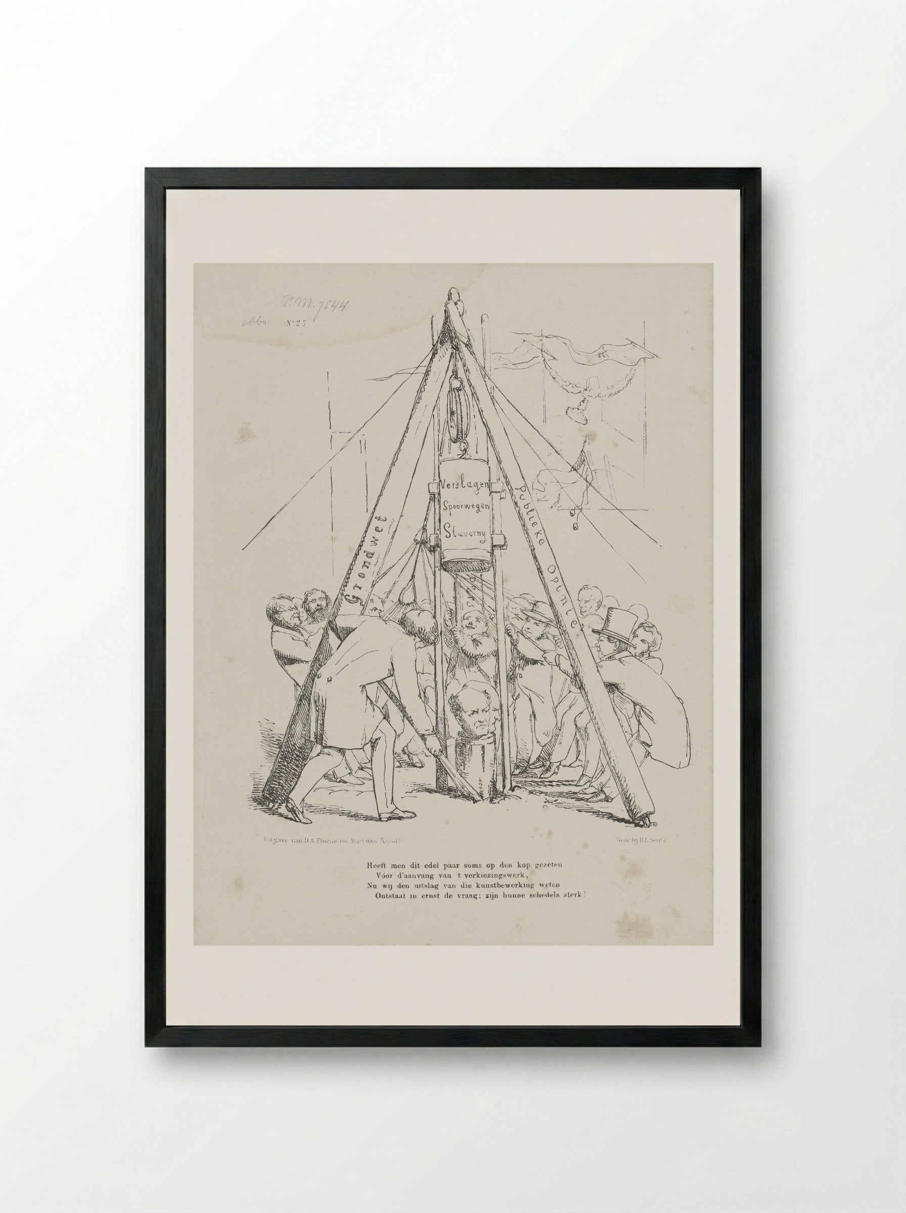 Spotprent op de ministers Rochussen en Van Hall - Johan Michaël Schmidt Crans - Framed Print Black