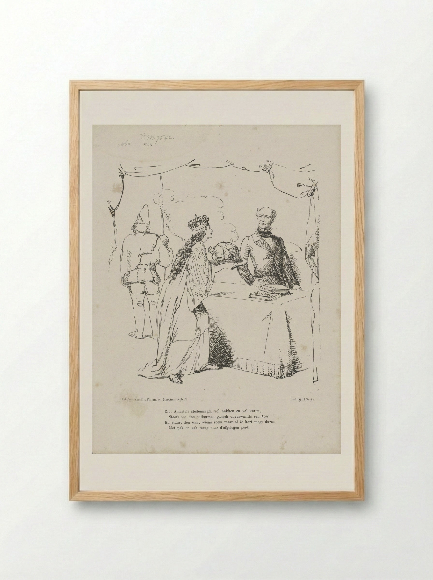 Spotprent op de verkiezing van S. Cool - Johan Michaël Schmidt Crans - Framed Print Wood