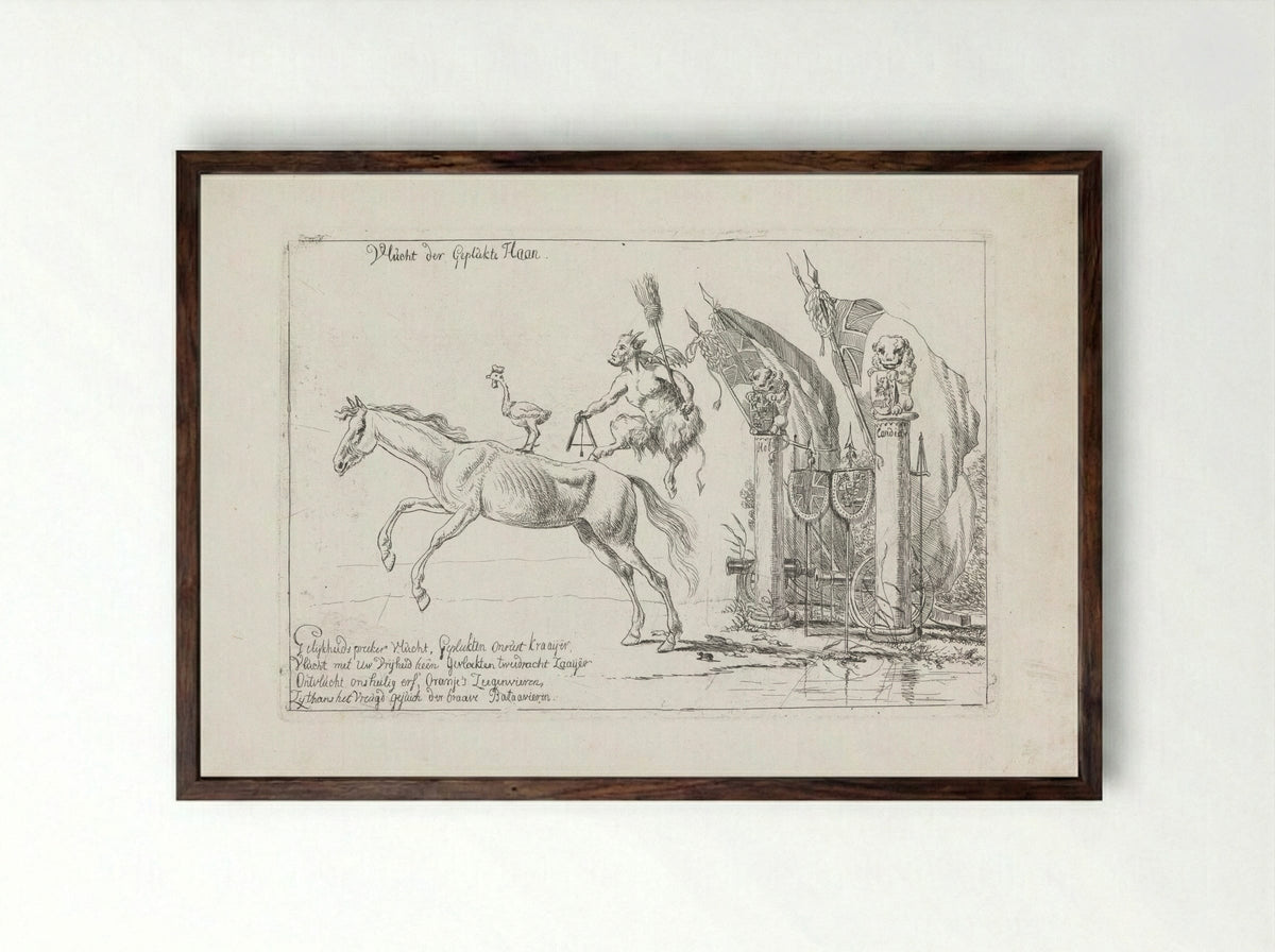 Spotprent op den val van het Franse bewind - Pieter Gerardus van Os - Framed Print Dark Wood