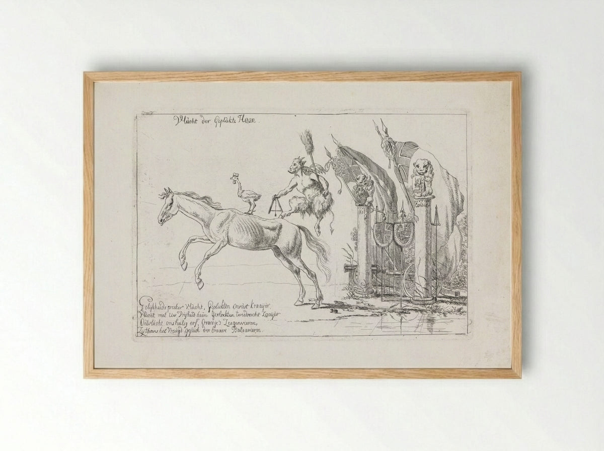 Spotprent op den val van het Franse bewind - Pieter Gerardus van Os - Framed Print Wood