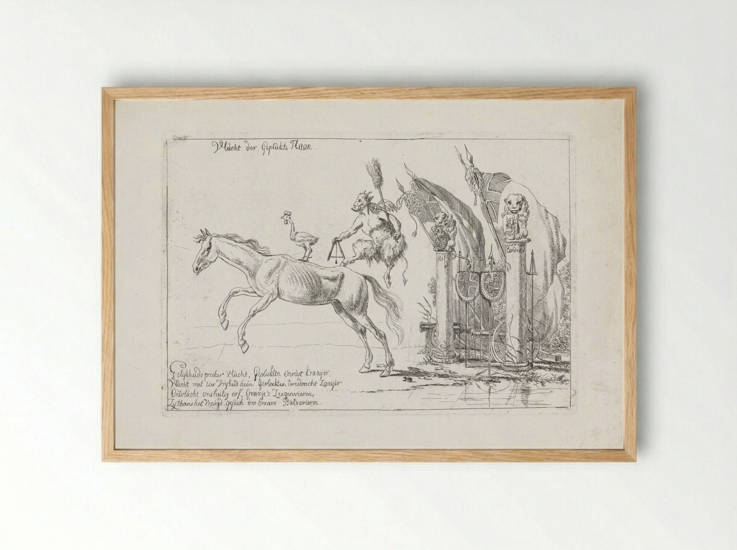 Spotprent op den val van het Franse bewind - Pieter Gerardus van Os - Framed Print Wood