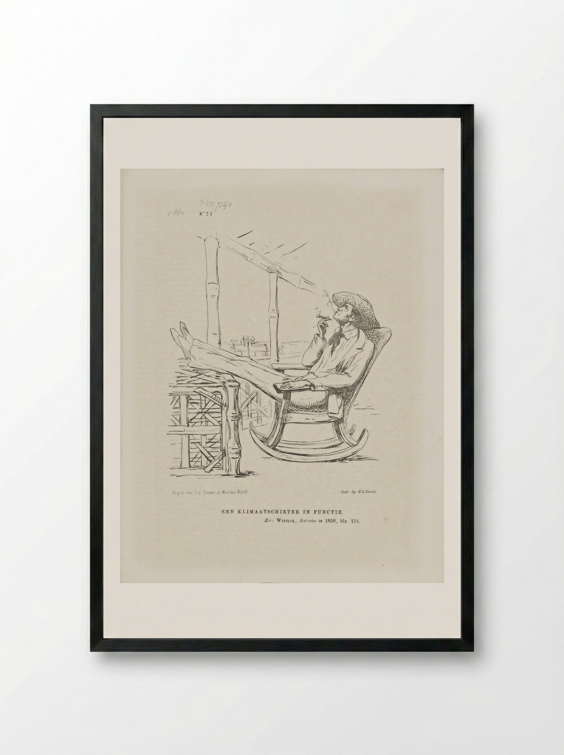 Spotprent op kolonel Weitzel in Batavia - Johan Michaël Schmidt Crans - Framed Print Black