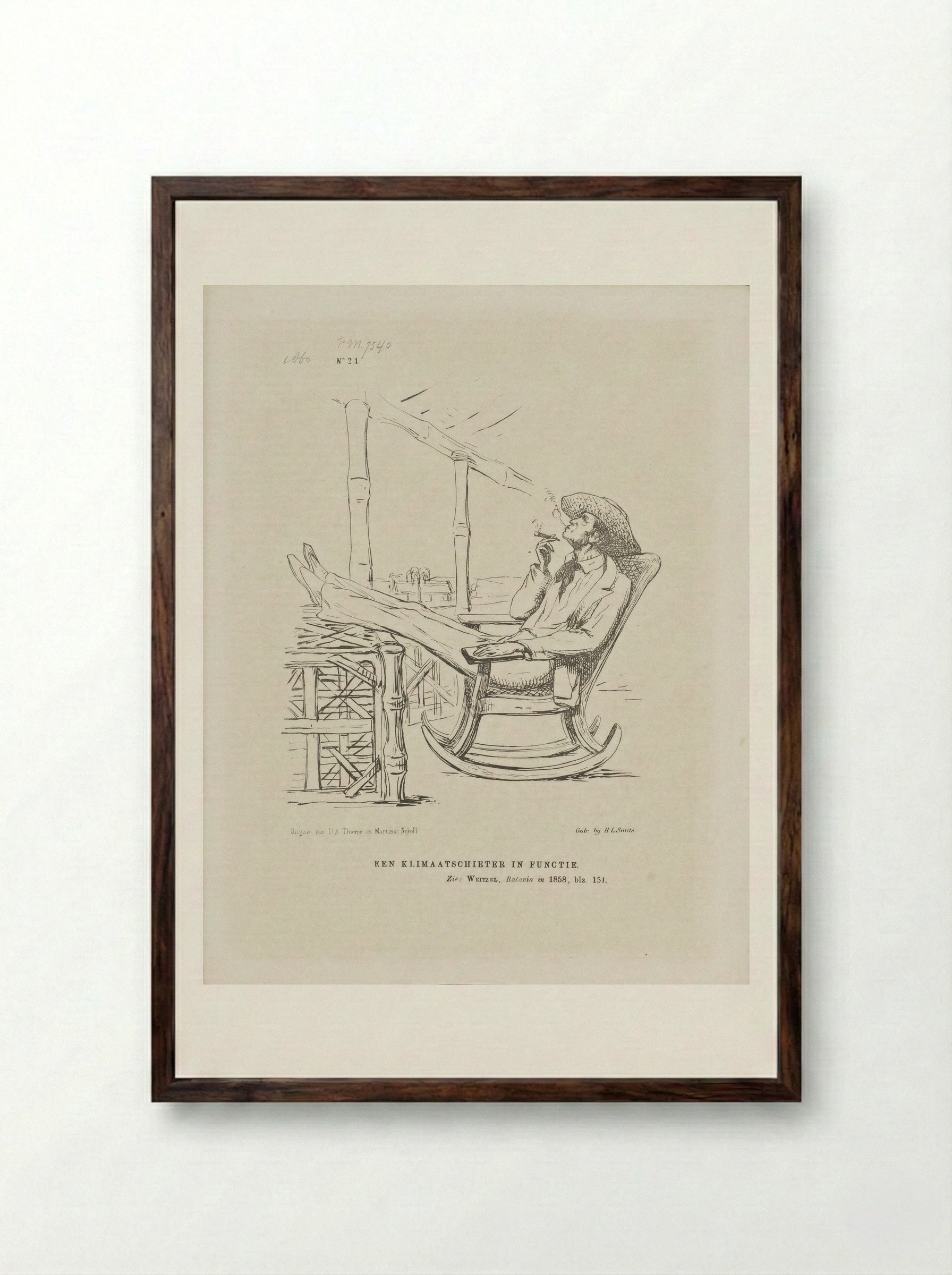 Spotprent op kolonel Weitzel in Batavia - Johan Michaël Schmidt Crans - Framed Print Dark Wood
