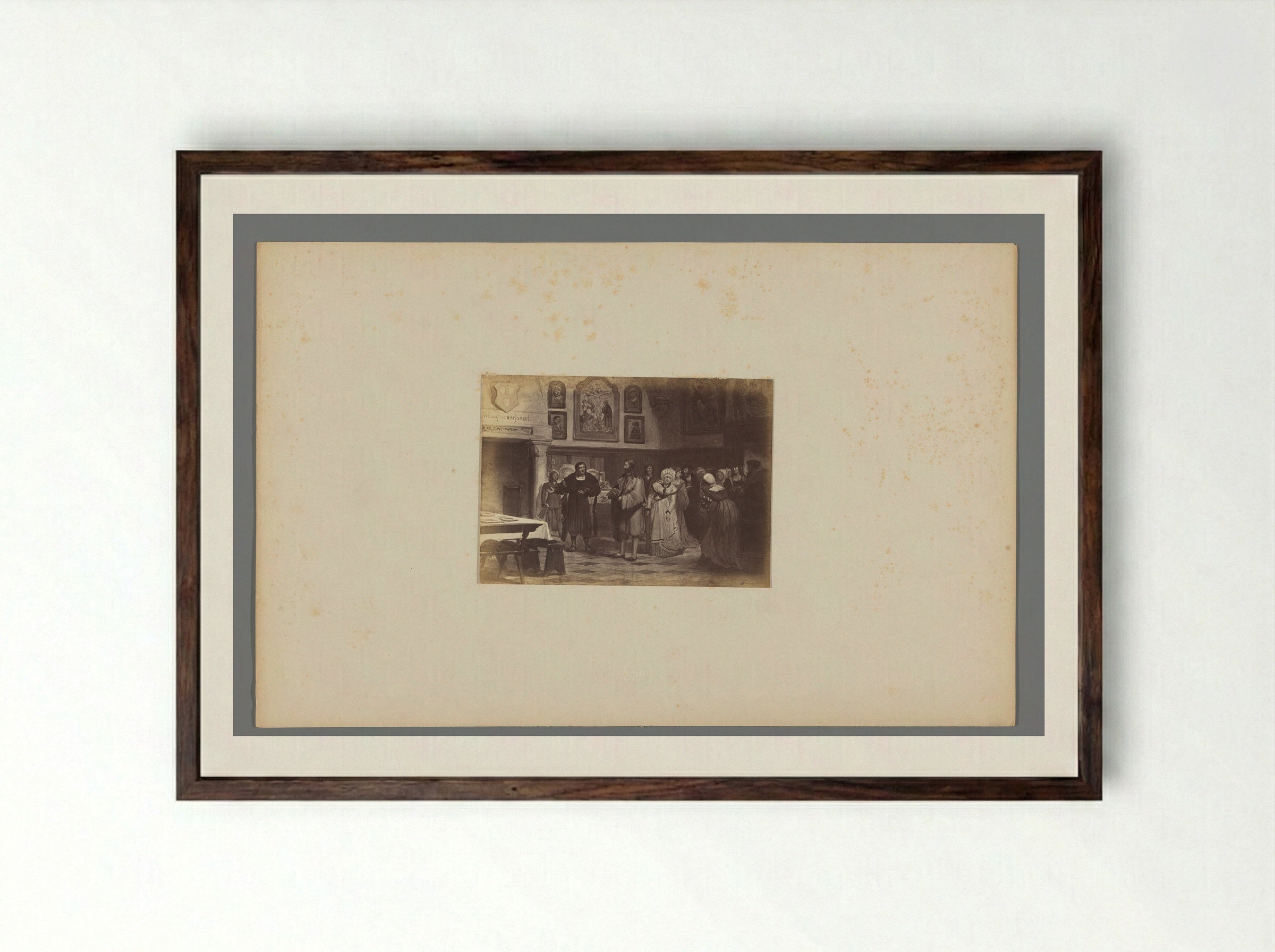 Spotprent op uitbreiding van het spoorwegnet in Nederland - Johan Michaël Schmidt Crans - Framed Print Dark Wood