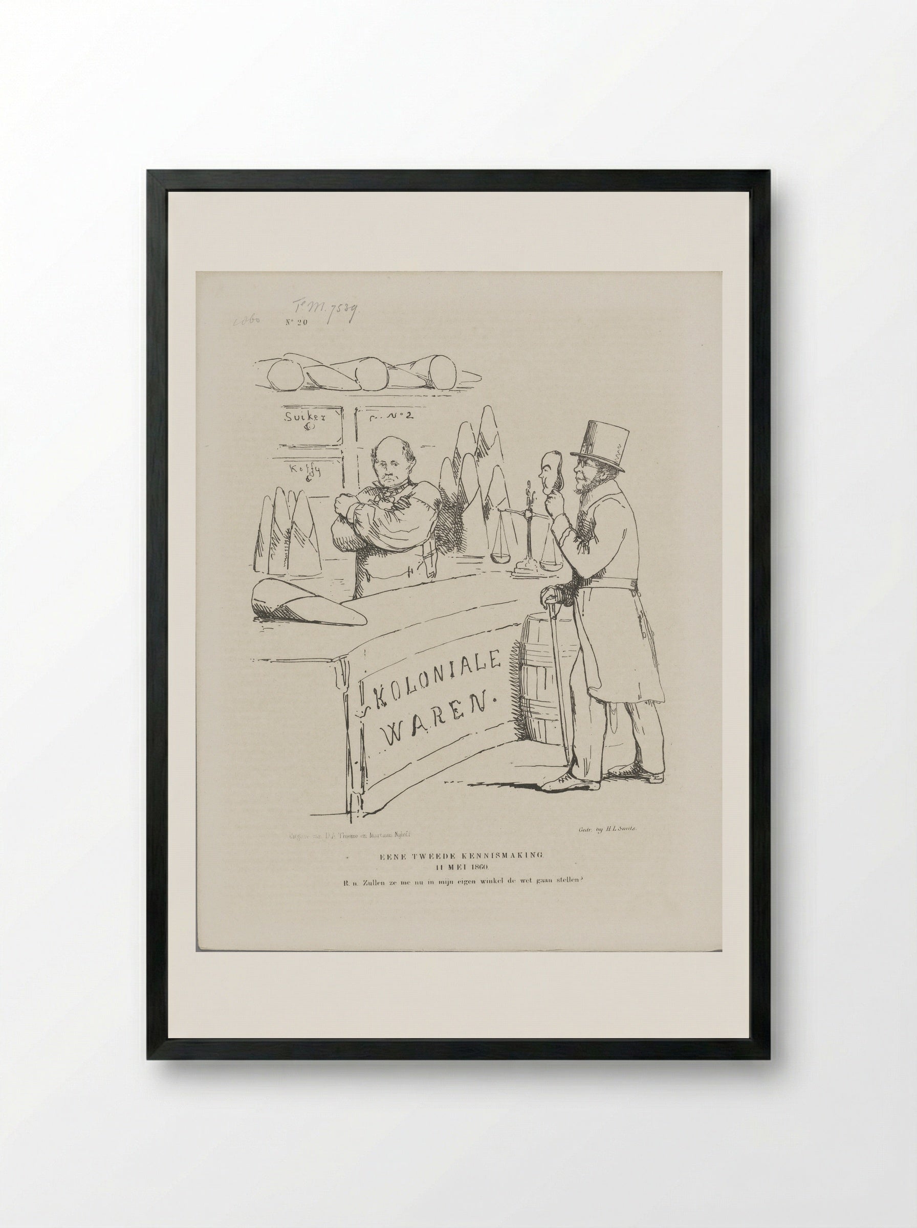 Spotprent over de uitgifte van cultuurcontracten in Nederlands-Indië - Johan Michaël Schmidt Crans - Framed Print Black