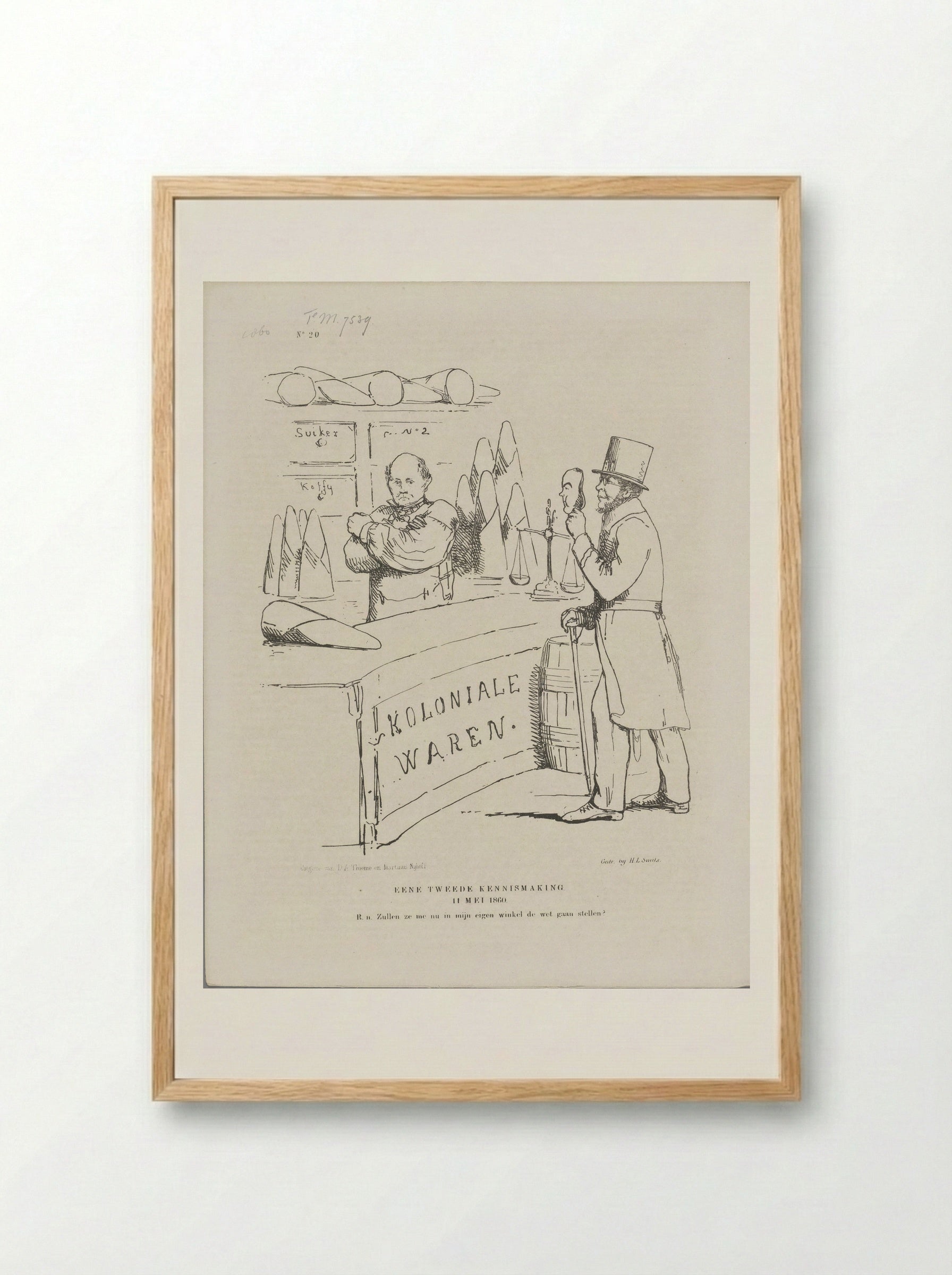 Spotprent over de uitgifte van cultuurcontracten in Nederlands-Indië - Johan Michaël Schmidt Crans - Framed Print Wood