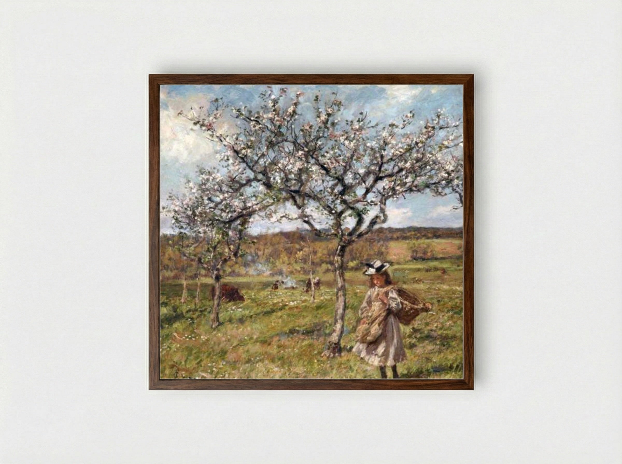Spring Blossom at Ambersham - James Charles - Framed Print Dark Wood