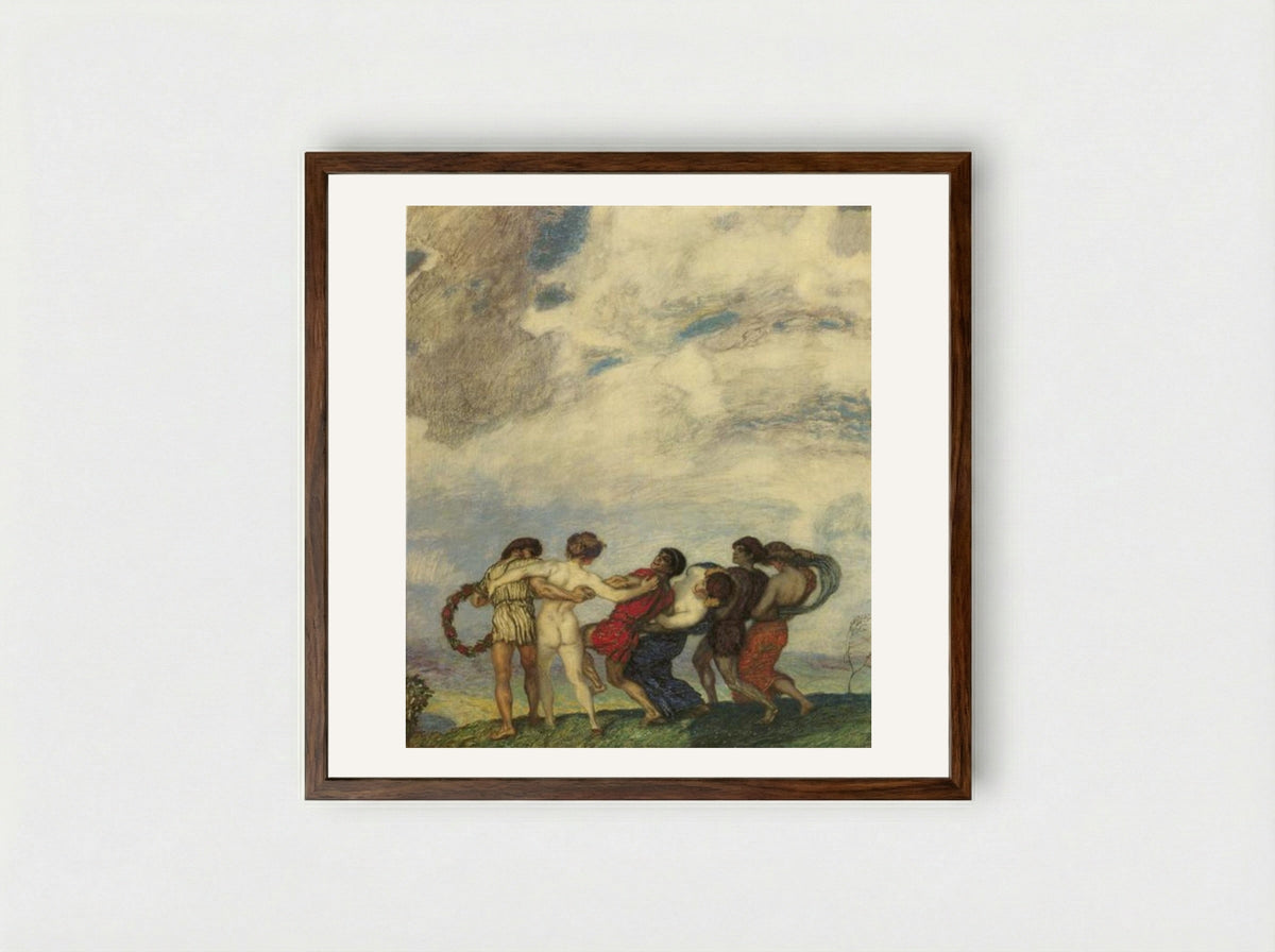 Spring Dance - Franz von Stuck - Framed Print Dark Wood
